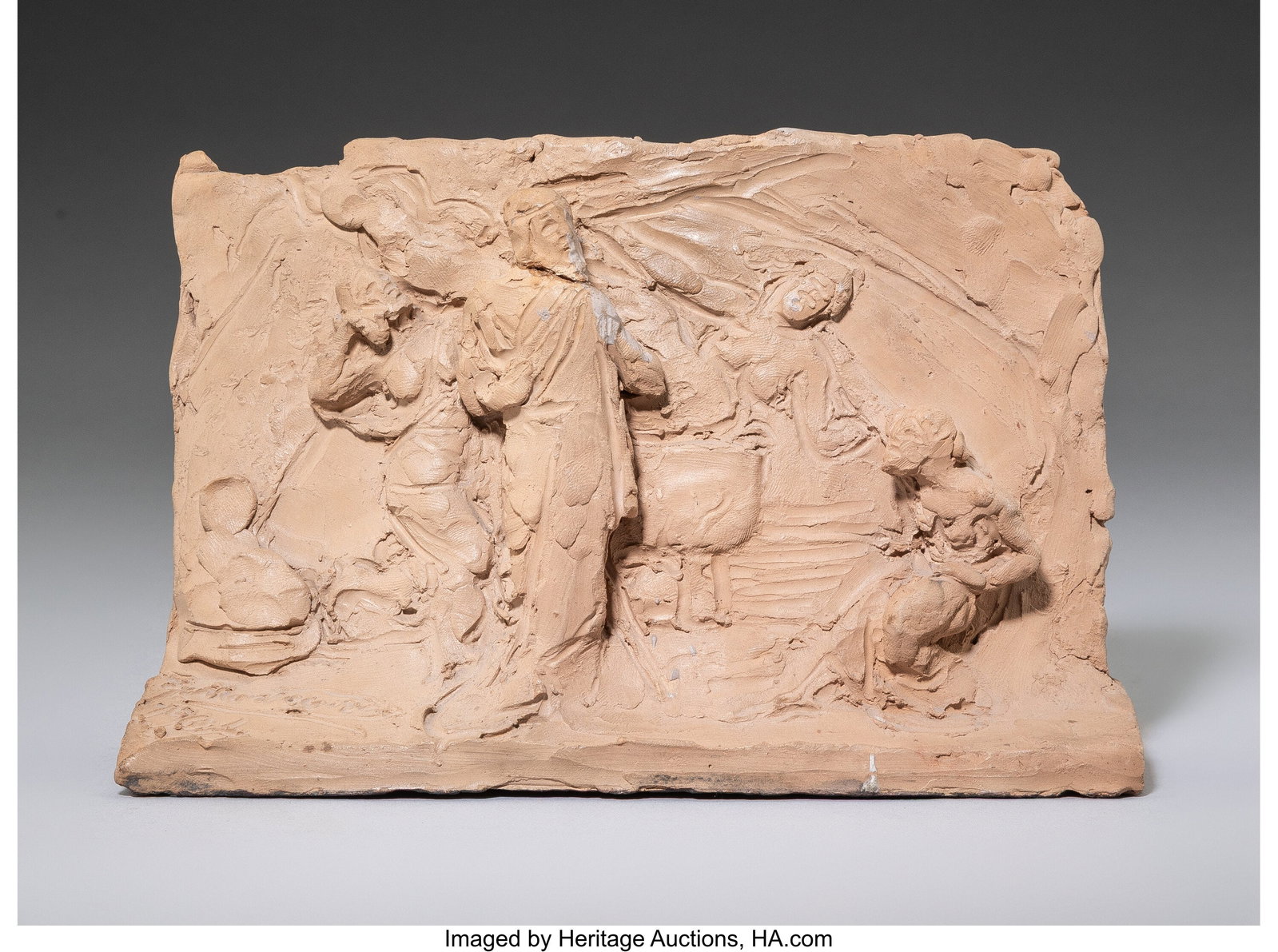 Giulio Monteverde (Italian, 1837-1917) Macbeth a: Giulio Monteverde (Italian, 1837-1917) Macbeth and the Three Witches, 1904 Terracotta 5-1/2 x 8-3/4 x 2-1/4 inches (14.0 x 22.2 x 5.7 cm&rpa