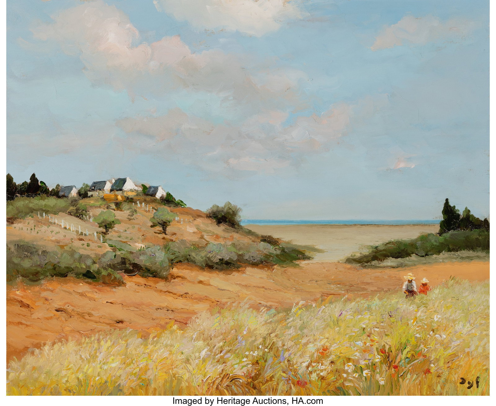 Marcel Dyf (French, 1899-1985) Cueuillette des f: Marcel Dyf (French, 1899-1985) Cueuillette des fleurs en Bretagne, 1969 Oil on canvas 23-5/8 x 28-3/4 inches (60.0 x 73.0 cm) Signed lower right&c
