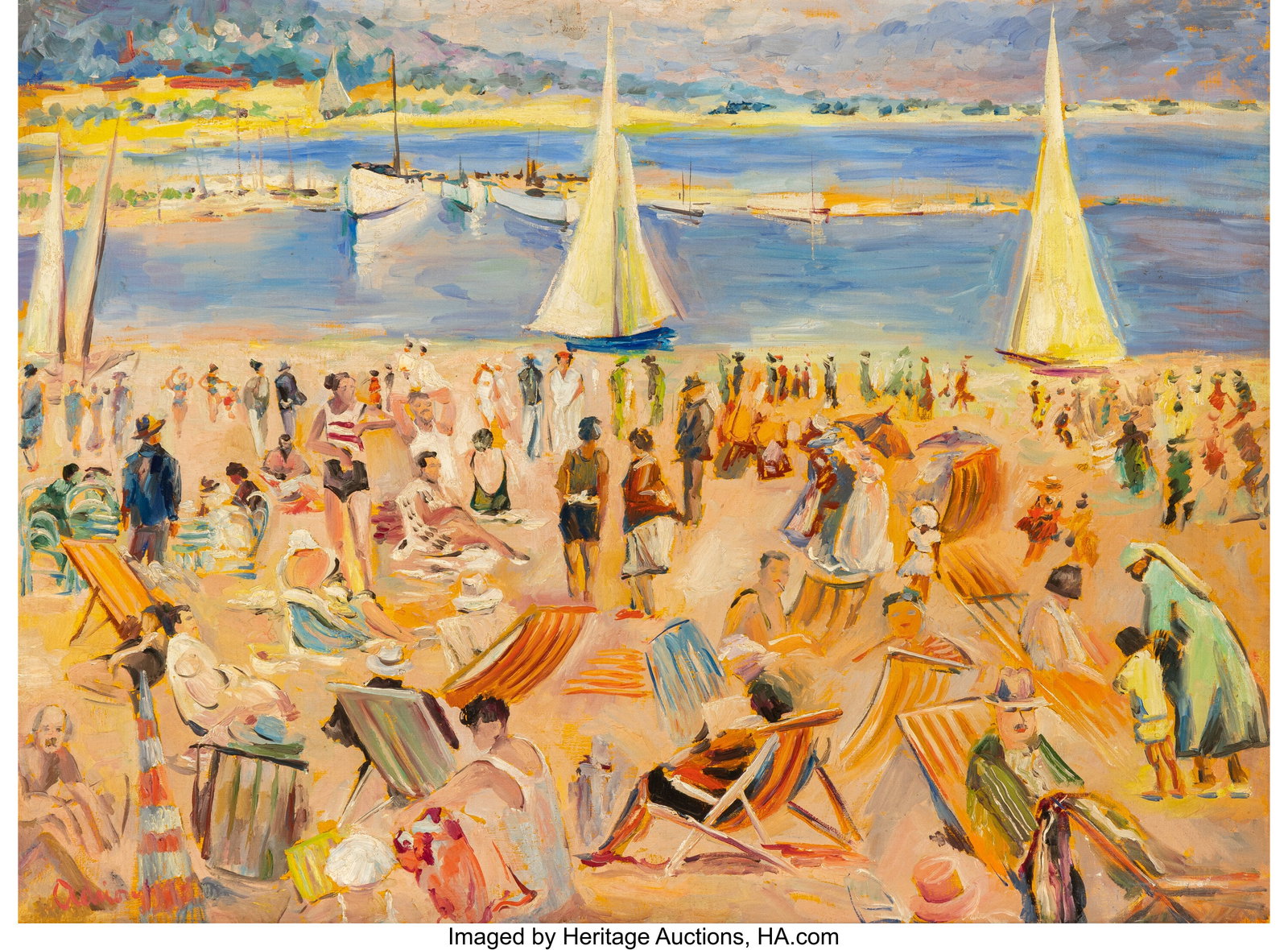 Lucien Adrion (French, 1889-1953) La plage Oil o (1 of 3)