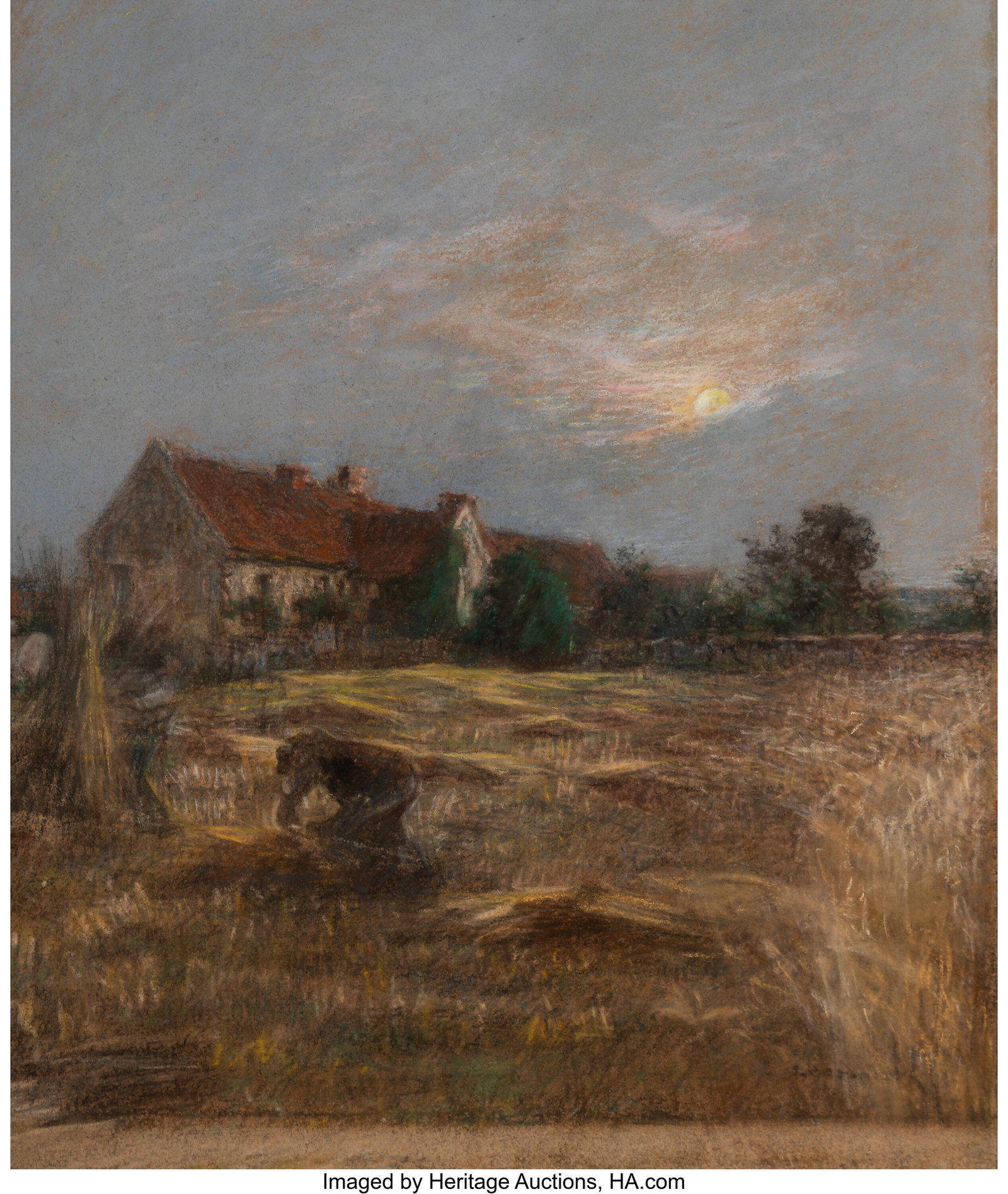 Léon-Augustin Lhermitte (French, 1844-1925) Mez: Léon-Augustin Lhermitte (French, 1844-1925) Mezy Pastel on paper laid on canvas 15 x 12-1/2 inches (38.1 x 31.8 cm) (sight) Signed lower ri