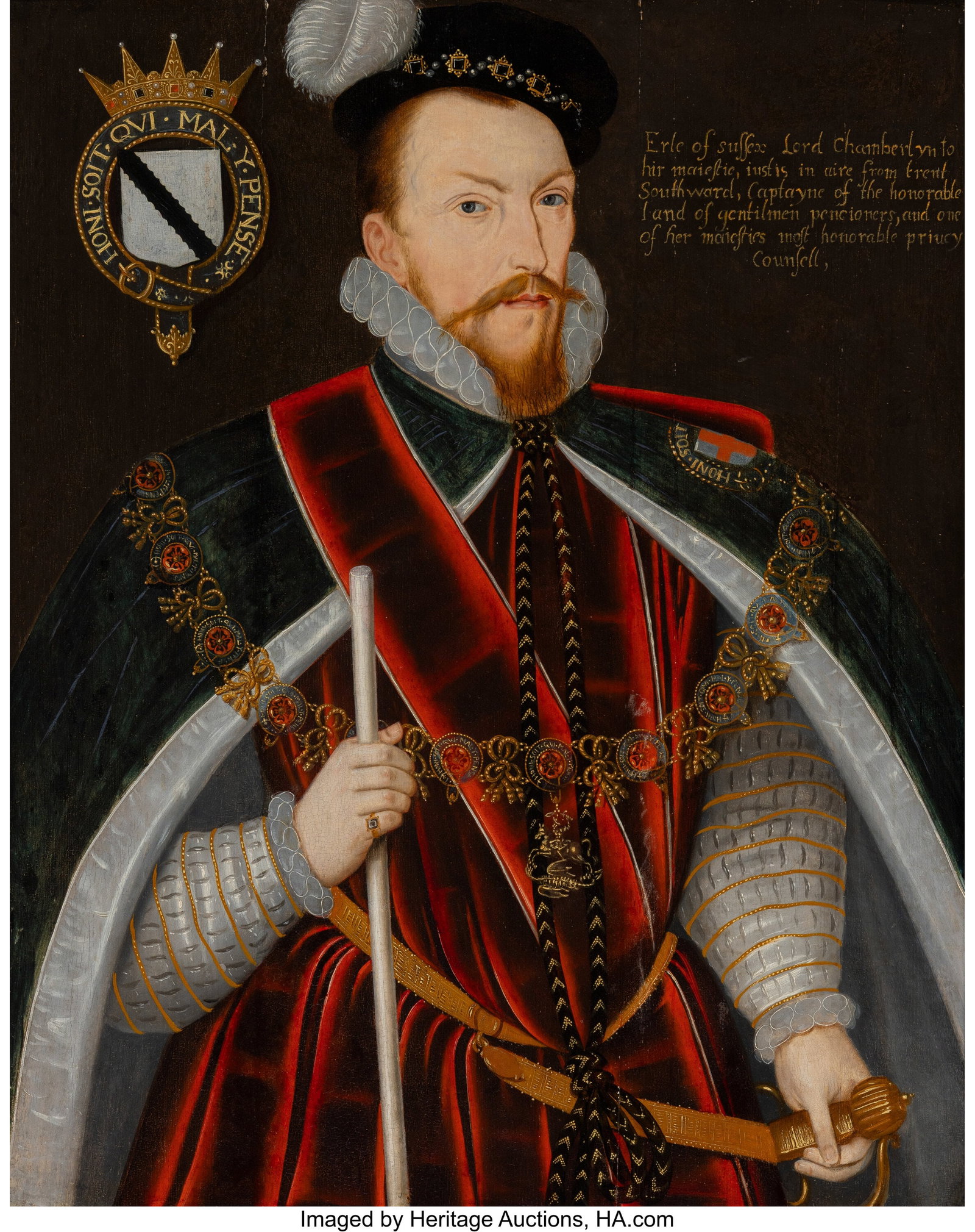 Circle of Marcus Gheeraerts the Younger (Flemish: Circle of Marcus Gheeraerts the Younger (Flemish, 1561-1635) Sir Thomas Radcliffe, 3rd Earl of Sussex Oil on panel 32 x 25-1/2 inches (81.3 x 64.8 cm)