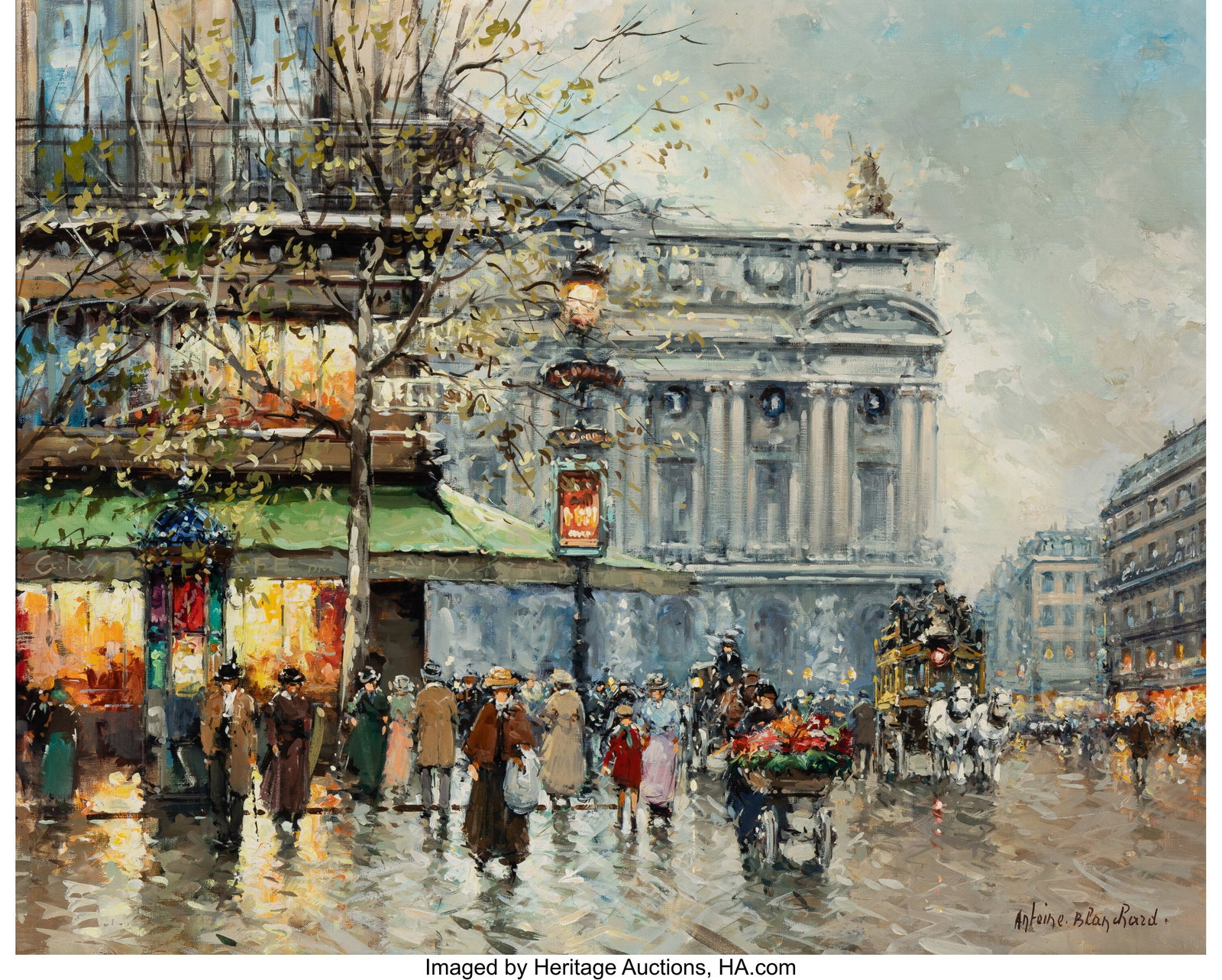 Antoine Blanchard (French, 1910-1988) Café de l: Antoine Blanchard (French, 1910-1988) Café de la Paix, Place de l'Opéra, 1969 Oil on canvas 24 x 30 inches (61.0 x 76.2 cm) Signed low