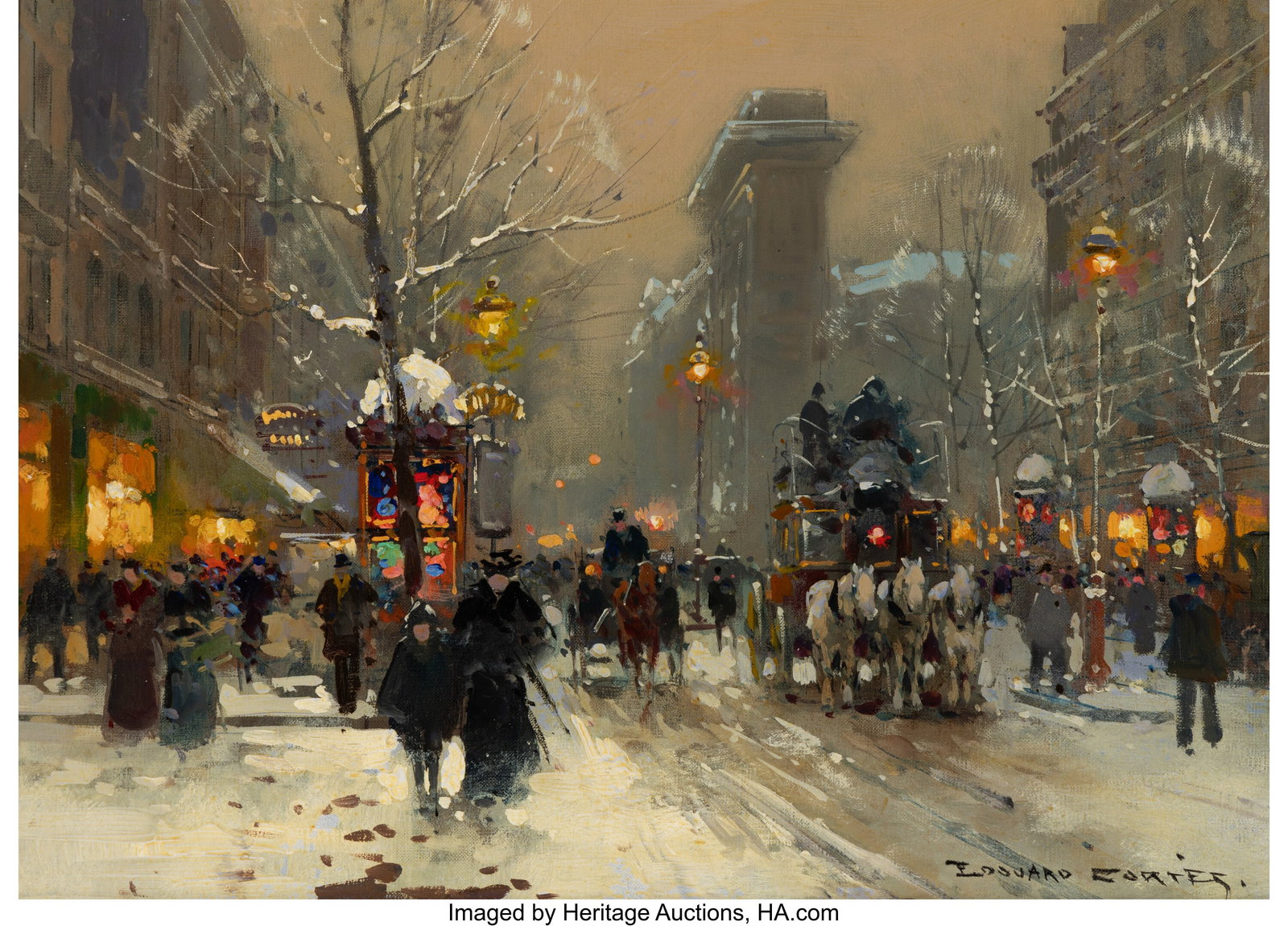 Edouard-Léon Cortès (French, 1882-1969) Porte : Edouard-Léon Cortès (French, 1882-1969) Porte St. Denis, Paris, 1905 Oil on canvas 13 x 18 inches (33.0 x 45.7 cm) Signed lower