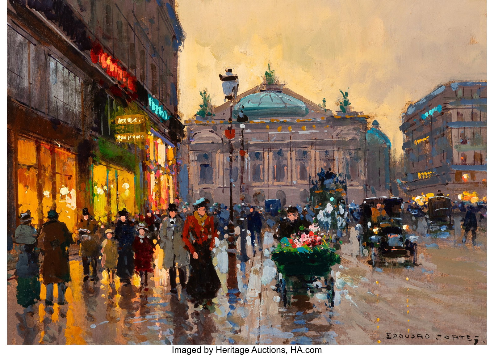 Edouard-Léon Cortès (French, 1882-1969) Avenue: Edouard-Léon Cortès (French, 1882-1969) Avenue de l'Opéra Oil on canvas 13 x 18 inches (33.0 x 45.7 cm) Signed lower right: Edouard C