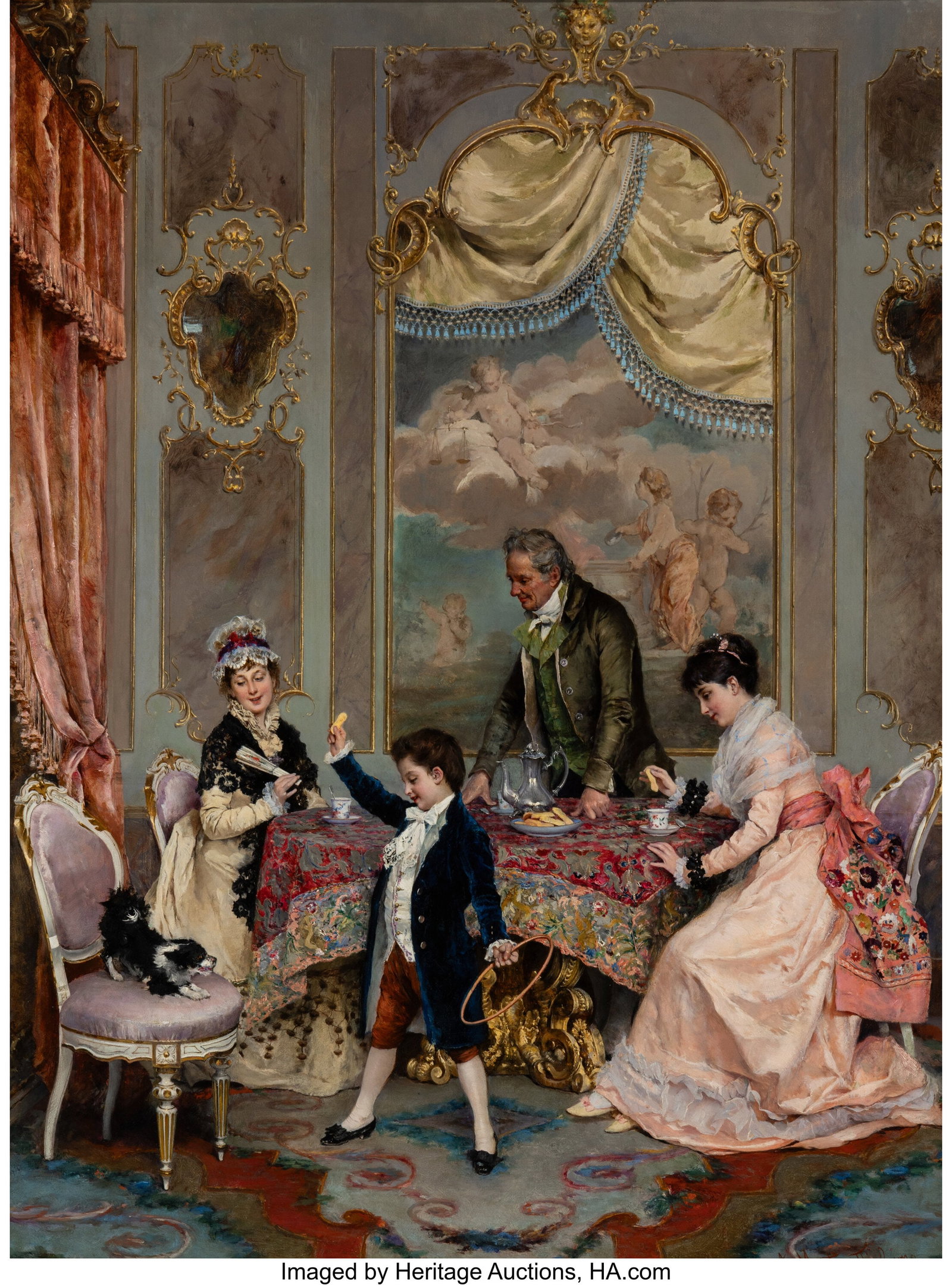 Angelo Martinetti (Italian, 1840-1940) Tea time  (1 of 3)