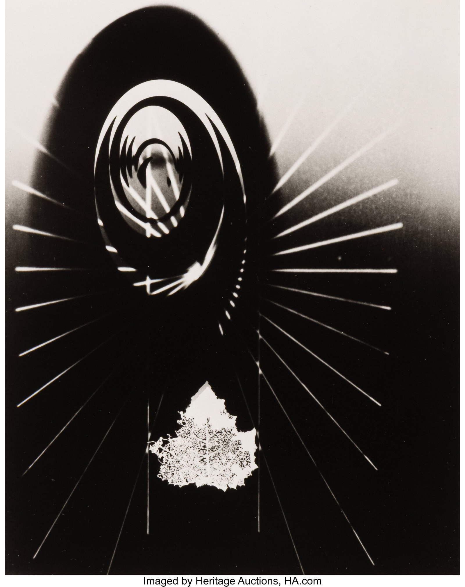 Gyorgy Kepes (American/Hungarian, 1906-2001) Unt: Gyorgy Kepes (American/Hungarian, 1906-2001) Untitled (Leaf and Abstract), 1938 Gelatin silver print, printed later 8-1/2 x 6-3/4 inches (21&peri