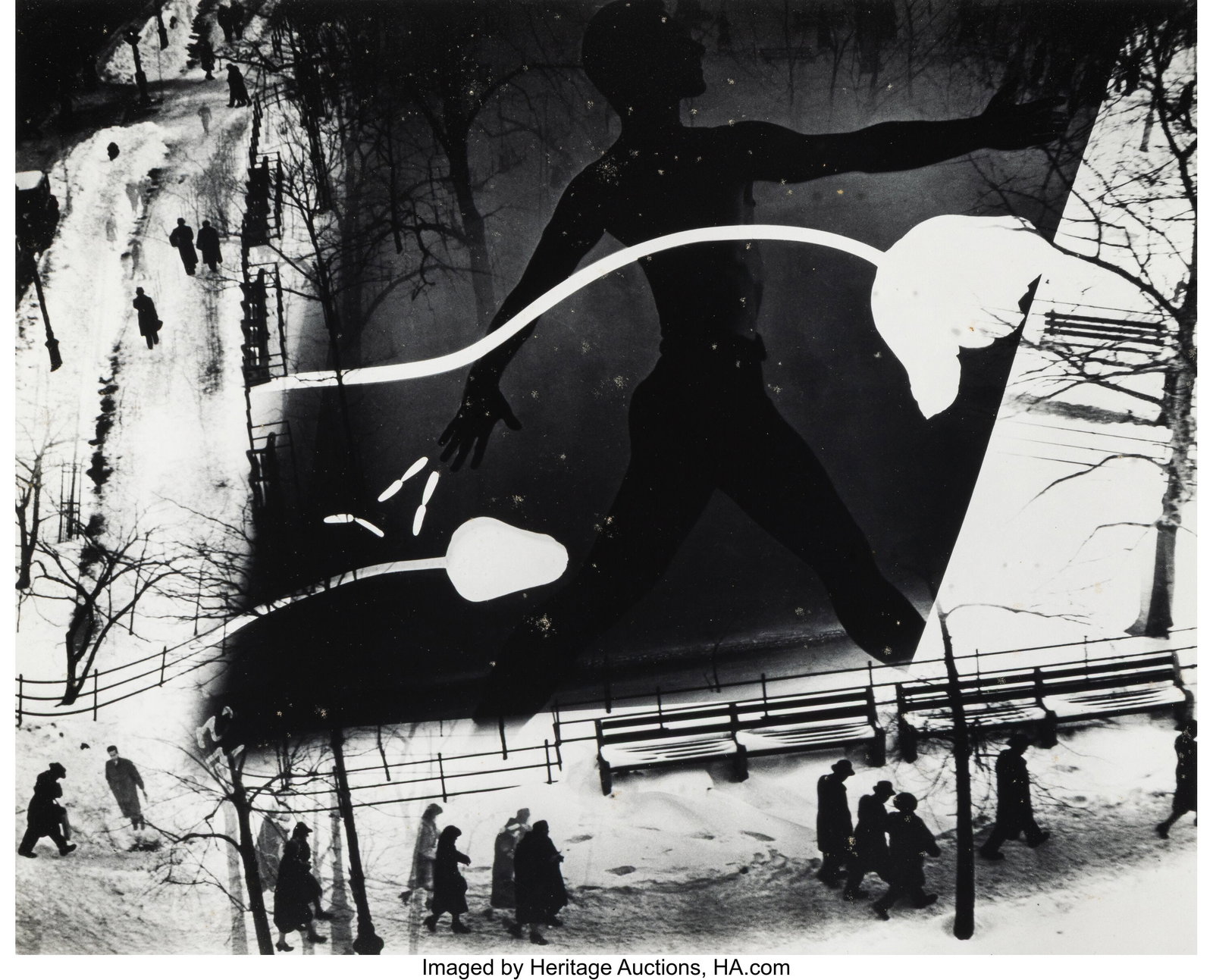Barbara Morgan (American, 1900-1992) Spring on M: Barbara Morgan (American, 1900-1992) Spring on Madison Square (Photomontage), 1938 Gelatin silver print, printed later 14 x 17 inches (35.6 x 43&perio