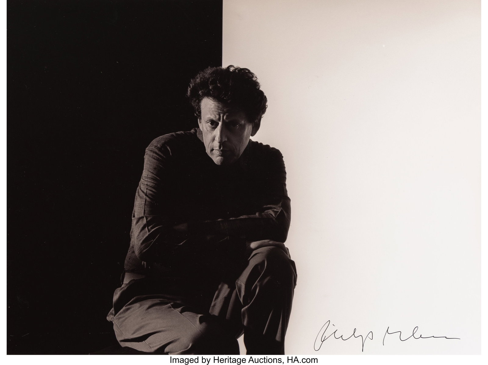 Tom Caravaglia (American, 1928-2014) Philip Glas: Tom Caravaglia (American, 1928-2014) Philip Glass, 1985 Gelatin silver print 16 x 20 inches (40.6 x 50.8 cm) (image/sheet) Signed in ink by 
