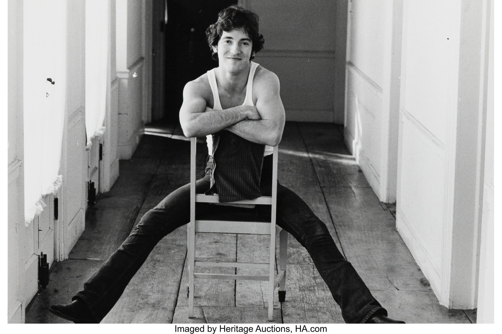 David Gahr (American, 1922-2008) Bruce Springste: David Gahr (American, 1922-2008) Bruce Springsteen Straddling a chair, Homdel, New Jersey, 1977 Gelatin silver print 6-1/4 x 9-3/8 inches (15.9 x 
