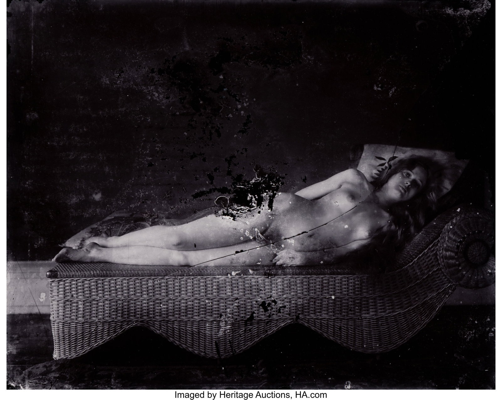 E.J. Bellocq (American, 1873-1940) Nude on Wicke: E.J. Bellocq (American, 1873-1940) Nude on Wicker Chaise, 1911 Toned gelatin silver print, printed later by Lee Friedlander 8 x 10 inches (20.3 x 