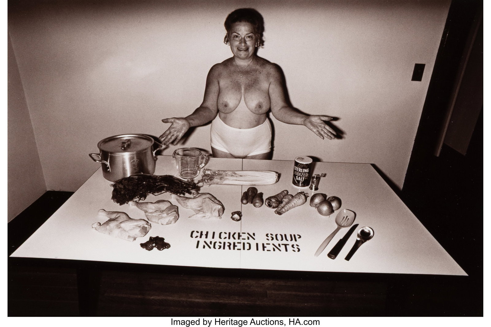 Les Krims (American, b. 1942) Making Chicken Sou: Les Krims (American, b. 1942) Making Chicken Soup, 1971 Toned gelatin silver print on Agfa paper, printed 1981 4-1/4 x 6-1/4 inches (10.8 x 15&pe