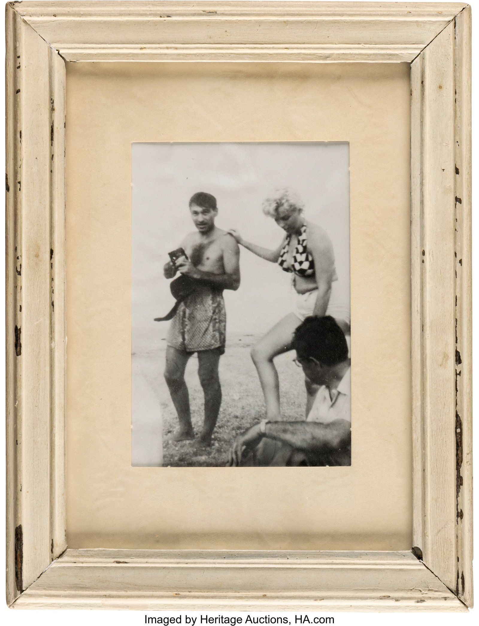 Photograph of Marilyn Monroe and Norman Rosten o: Photograph of Marilyn Monroe and Norman Rosten on Long Island (ca. 1955). Vintage original 3" x 5.5" black-and-white photograph of Marilyn Monroe and Norman Rosten at