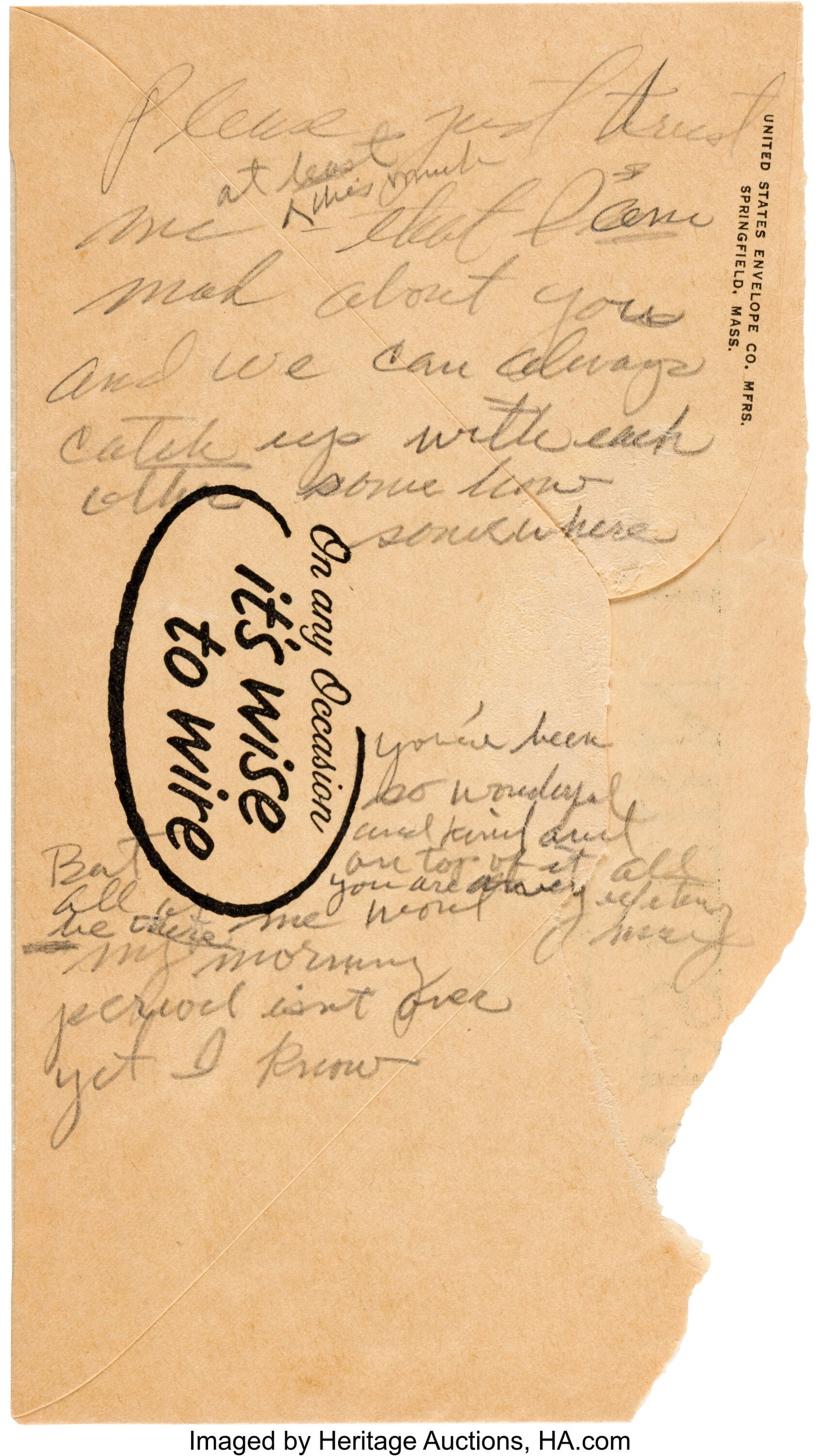 Marilyn Monroe Handwritten Note to Arthur Miller (1 of 2)