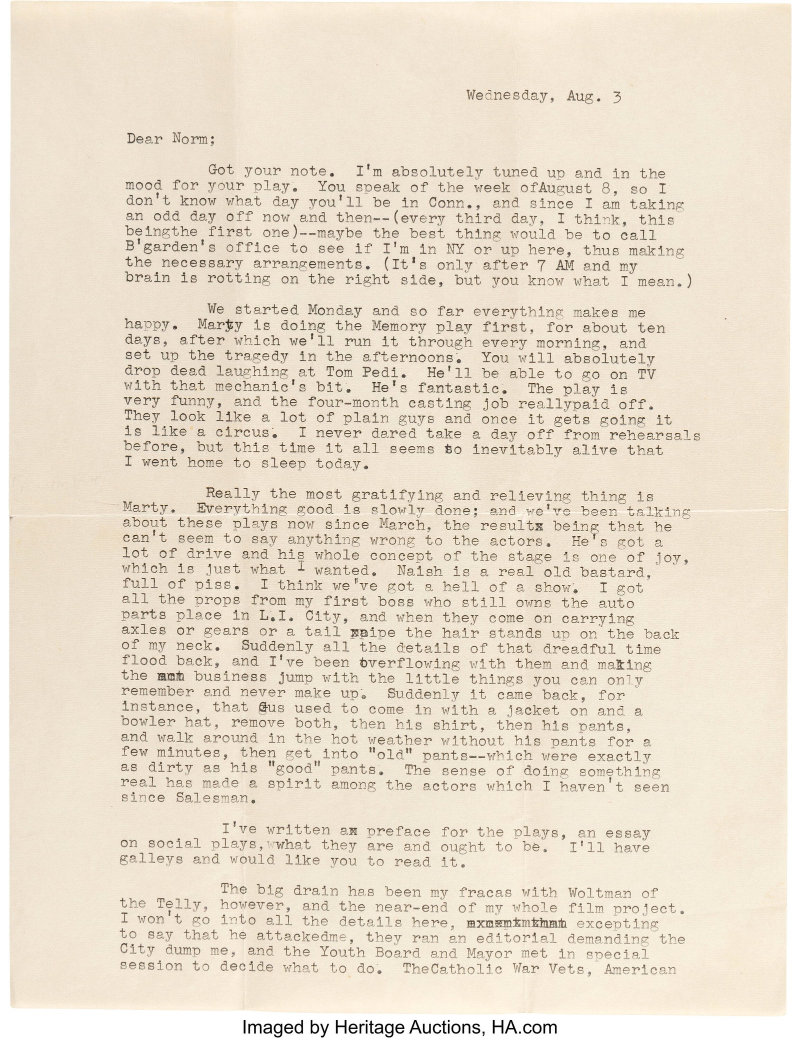 Arthur Miller Typed Letter Signed to Norman Rost (1 of 8)