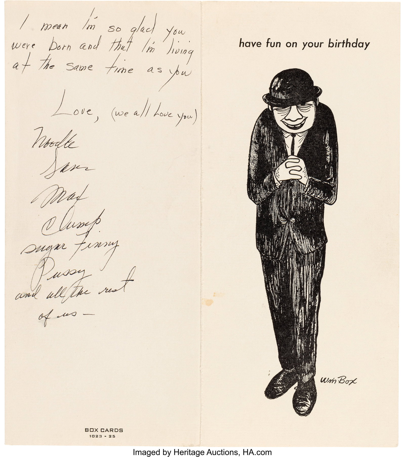 Marilyn Monroe Whimsical Birthday Card to Norman (1 of 2)