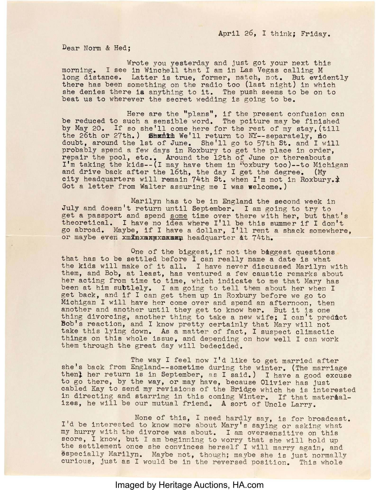 Arthur Miller Typed Letter Signed to Norman and  (1 of 10)