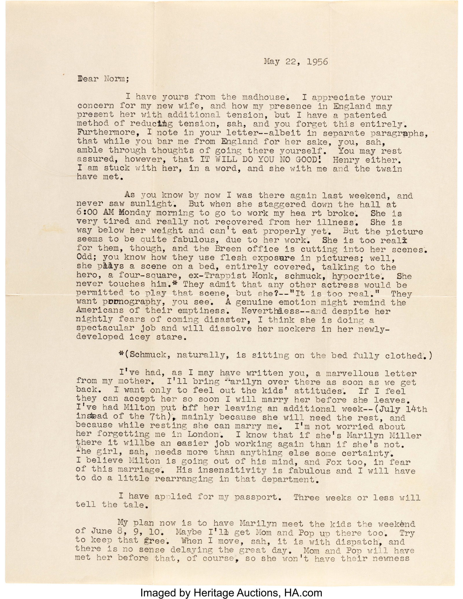 Arthur Miller Typed Letter Signed to Norman Rost (1 of 4)