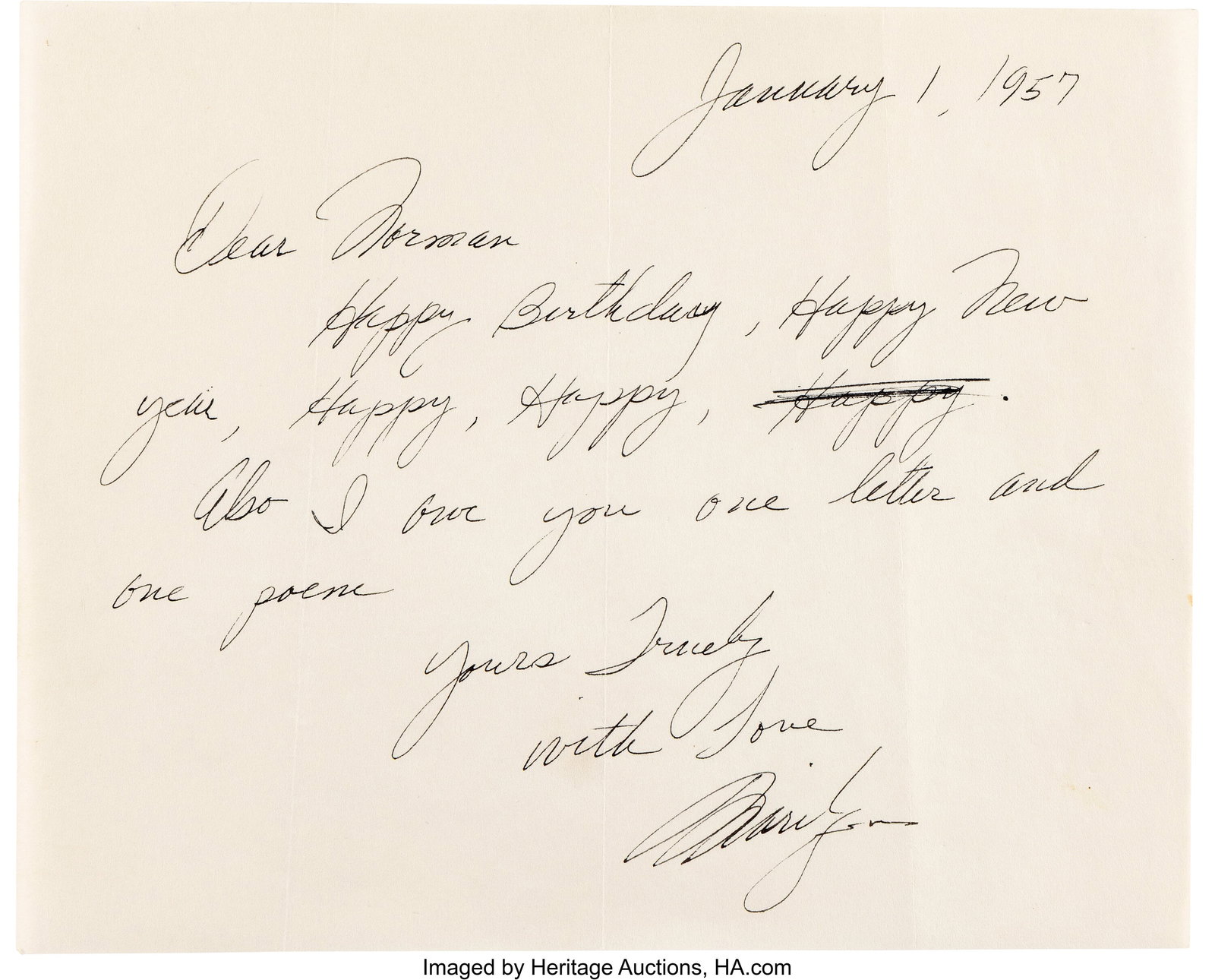 Marilyn Monroe Handwritten Letter Signed Wishing (1 of 2)