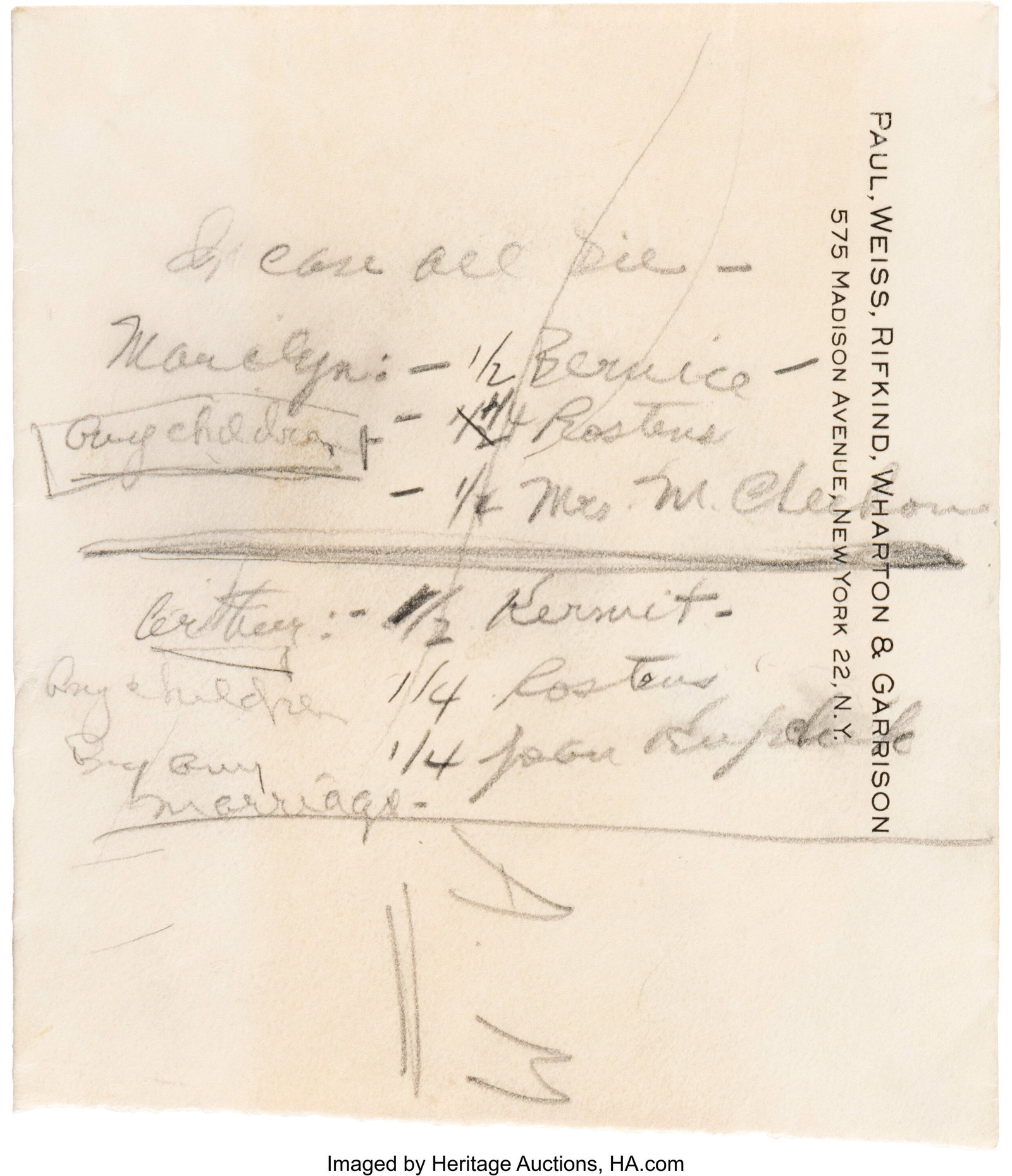 Marilyn Monroe and Arthur Miller Handwritten Par (1 of 2)
