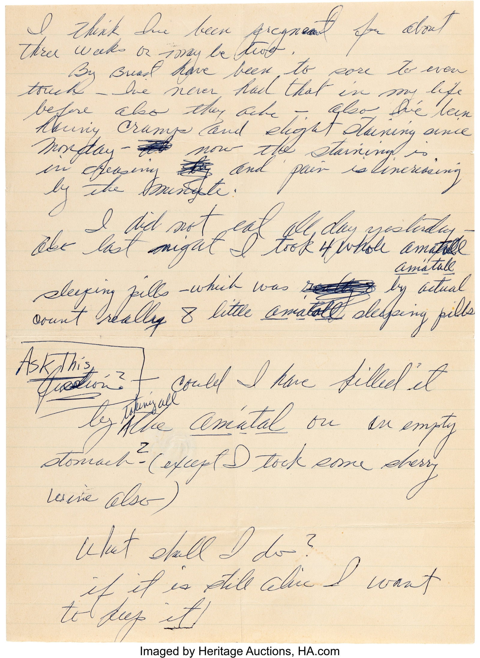 Marilyn Monroe Heartbreaking Handwritten Letter  (1 of 2)