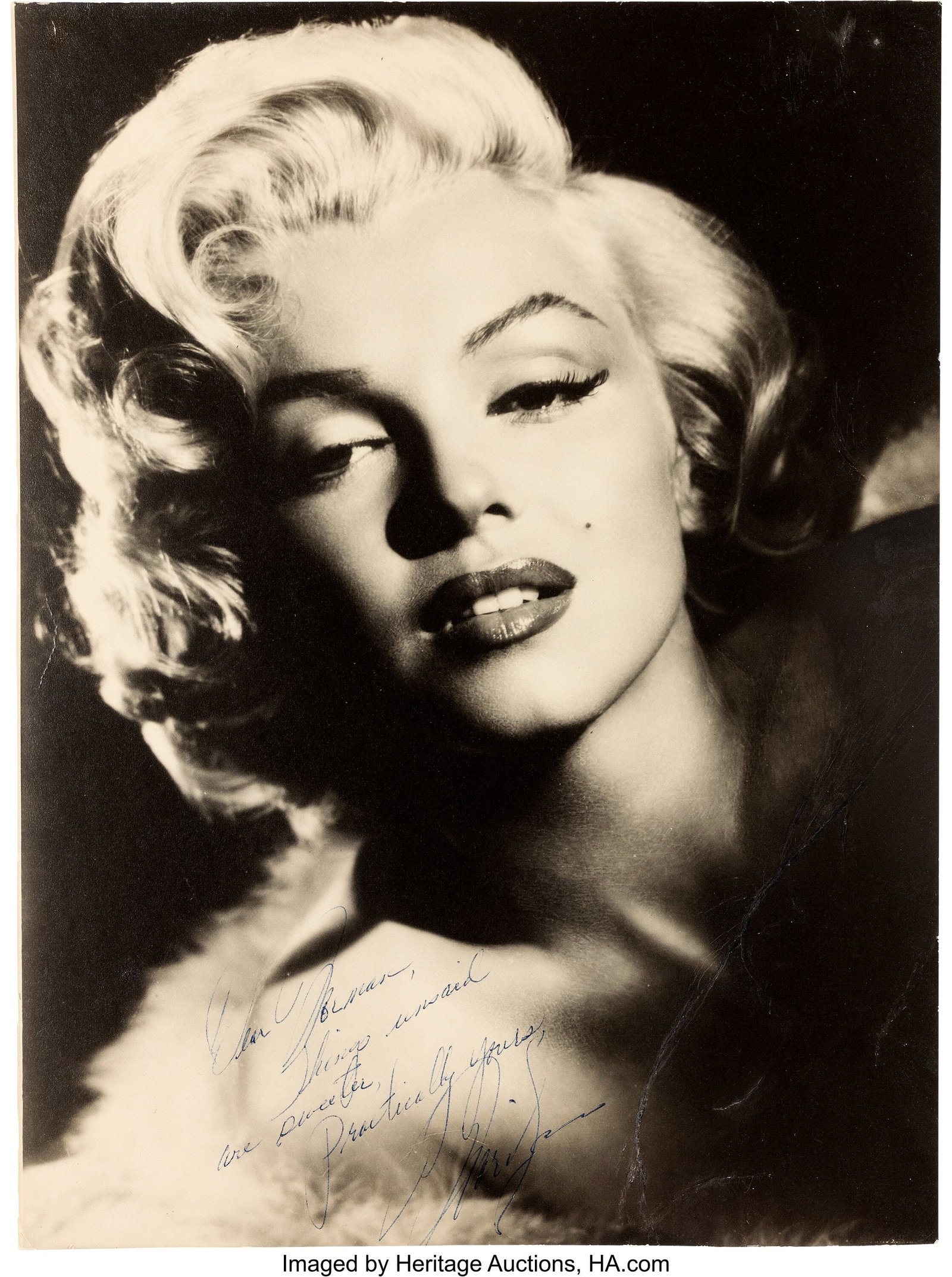 Marilyn Monroe Signed and Inscribed Photograph f: Marilyn Monroe Signed and Inscribed Photograph for Norman Rosten. Vintage original gelatin silver matte double-weight 13.5" x 9.75" portrait gallery photograph of Marilyn Monroe i