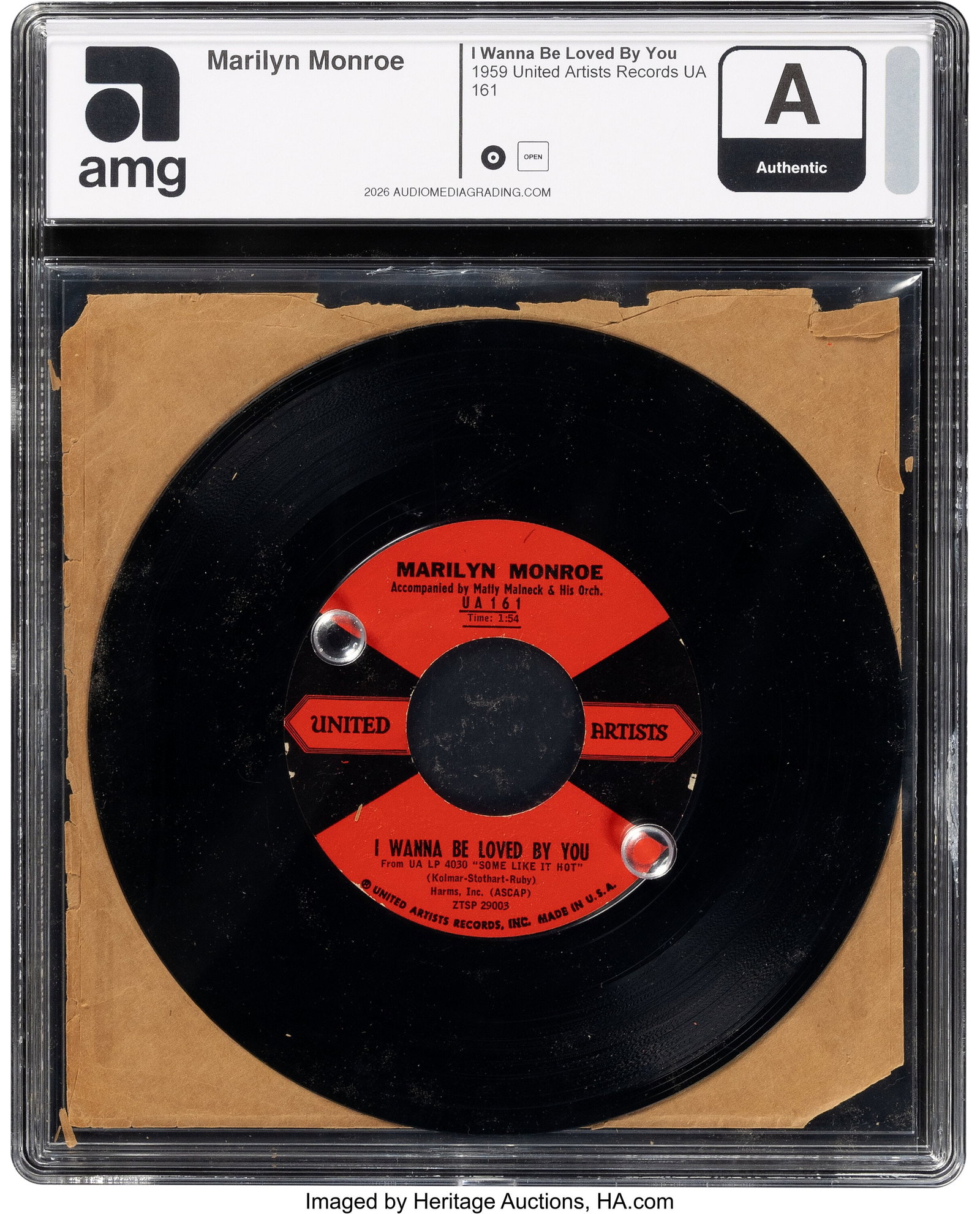 Marilyn Monroe "I Wanna Be Loved By You" / "I'm : Marilyn Monroe "I Wanna Be Loved By You" / "I'm Thru With Love" 45 RPM from Some Like It Hot (UA, 1959). Vintage original 45 rpm vinyl record single for "I Wanna Be Loved by
