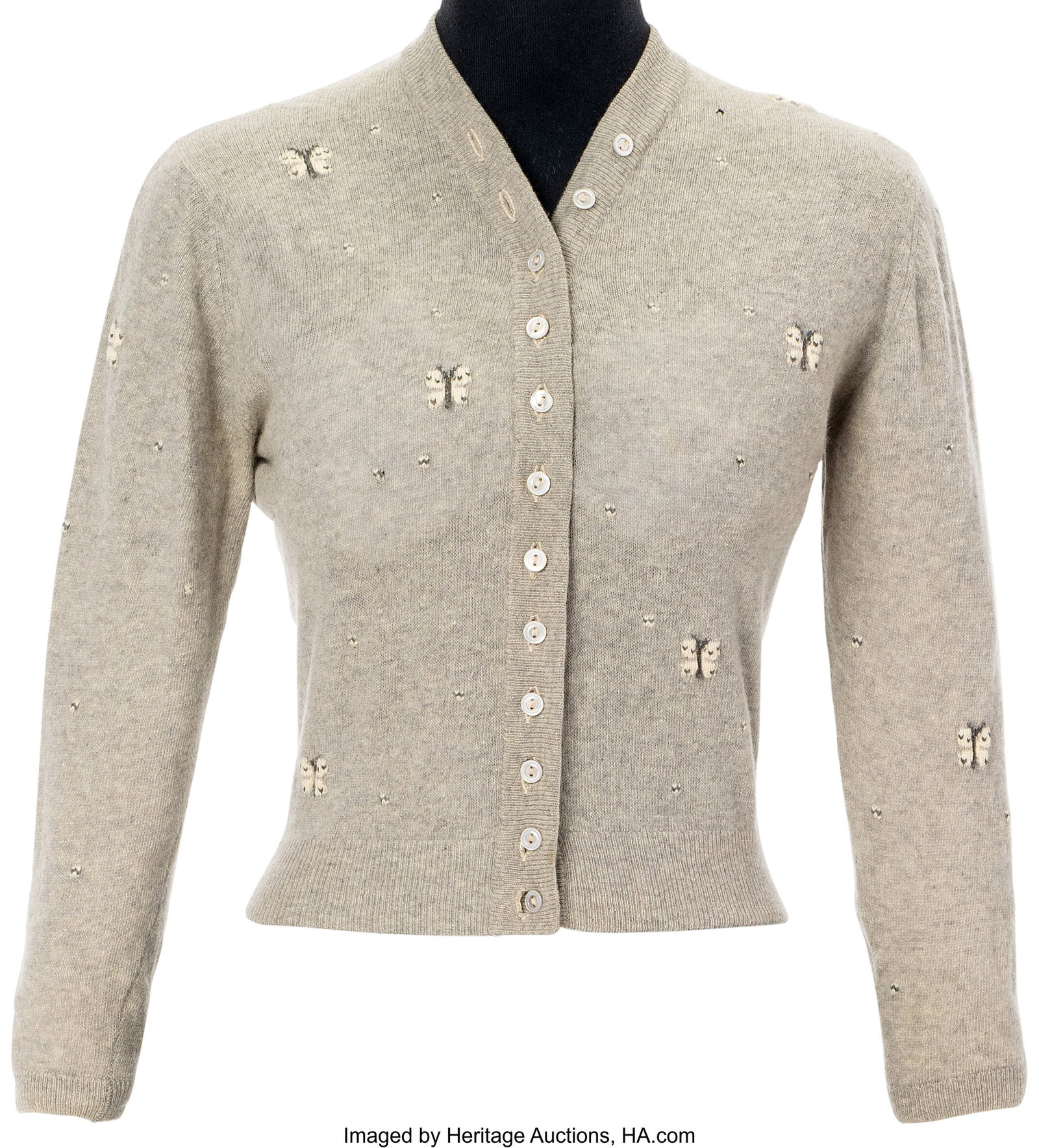 Marilyn Monroe Personal Gray Butterfly Cardigan. (1 of 4)