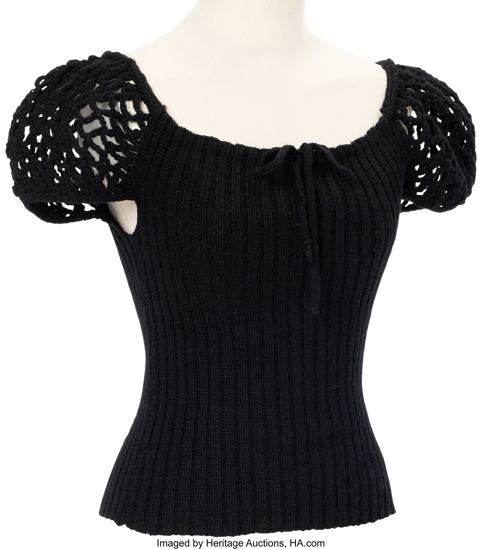 Marilyn Monroe Personal Black Knit Sweater Top. : Marilyn Monroe Personal Black Knit Sweater Top. Vintage original black knit short-sleeved sweater top from Marilyn Monroe's personal collection. Crafted from woven and looser black wool&