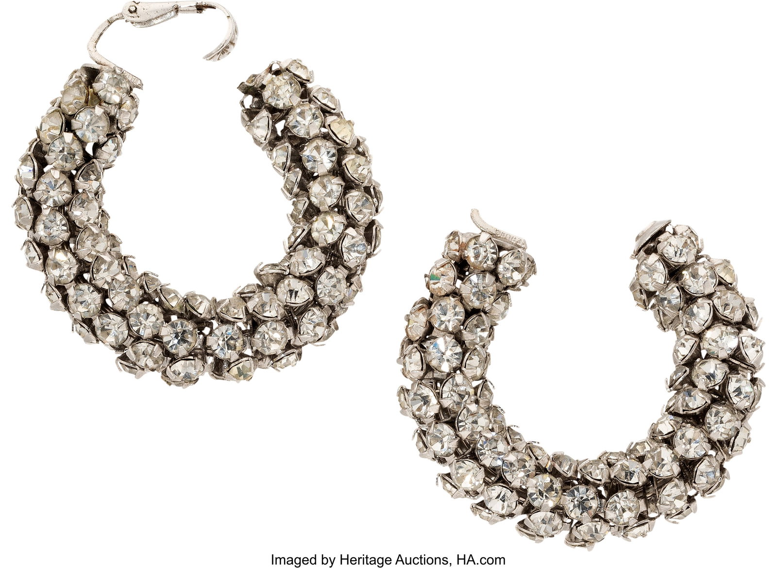 Marilyn Monroe Personal Rhinestone Hoop Earrings: Marilyn Monroe Personal Rhinestone Hoop Earrings from Phillipe Halsman and Frank Powolny Sittings. Vintage original pair of rhinestone hoop earrings from Marilyn Monroe's personal collection&pe