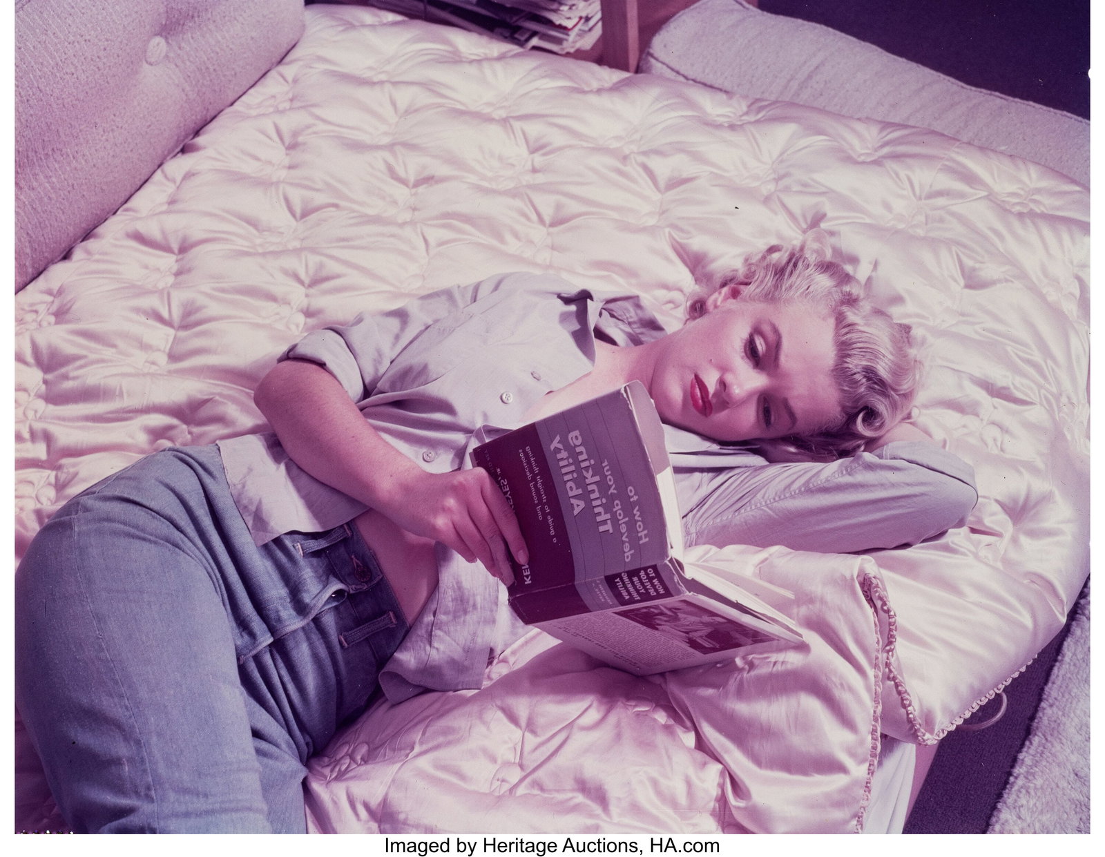 Marilyn Monroe, Beverly Carlton Hotel, Beverly H: Marilyn Monroe, Beverly Carlton Hotel, Beverly Hills, February 1951, Original 4" x 5" Color Camera Transparencies (3) and Interpositive Duplicate (1) by