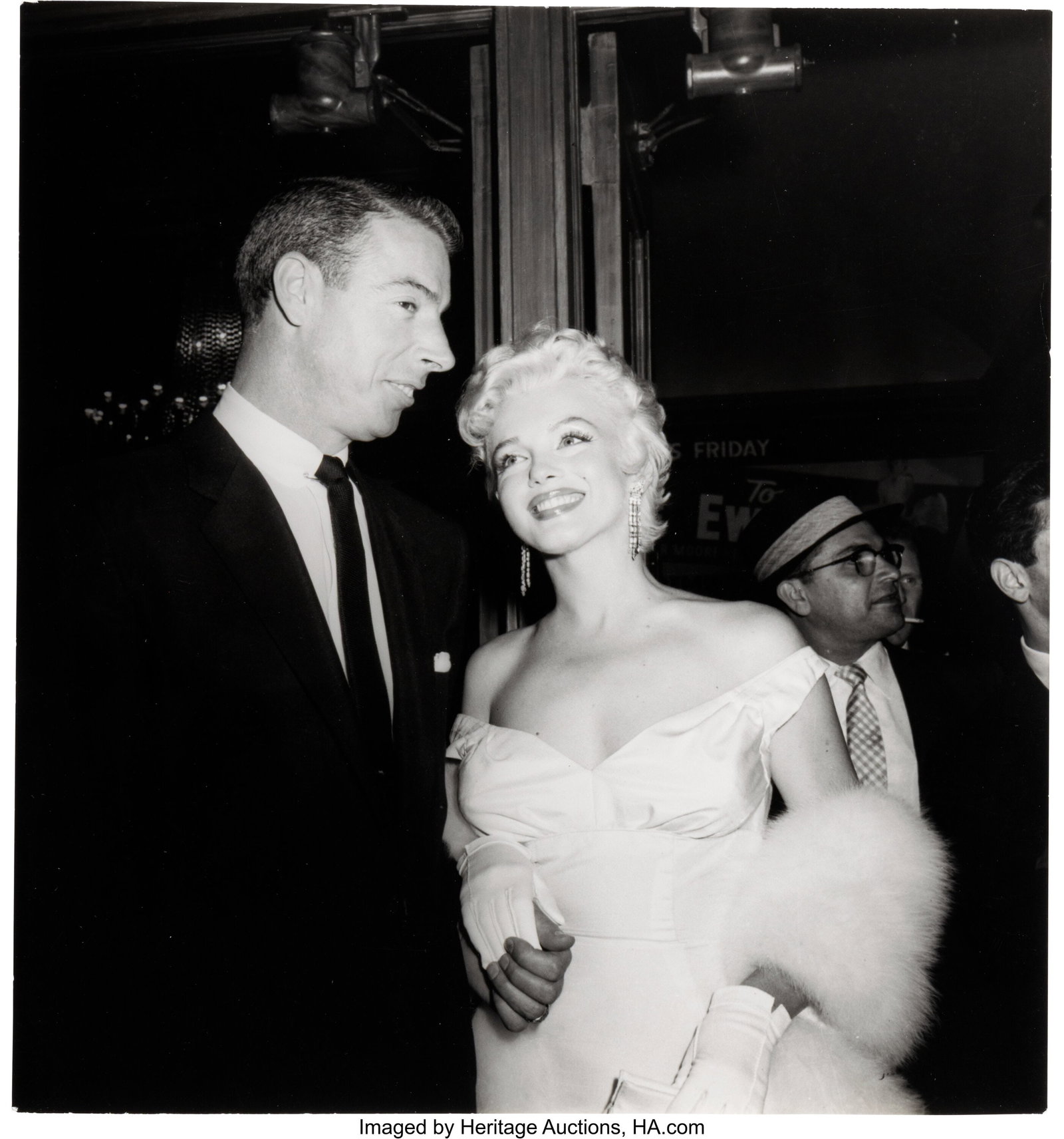 Marilyn Monroe and Joe DiMaggio at premiere of T: Marilyn Monroe and Joe DiMaggio at premiere of The Seven Year Itch (Twentieth-Century Fox, 1955), Loew's State Theater, New York City, June 1, 1955,