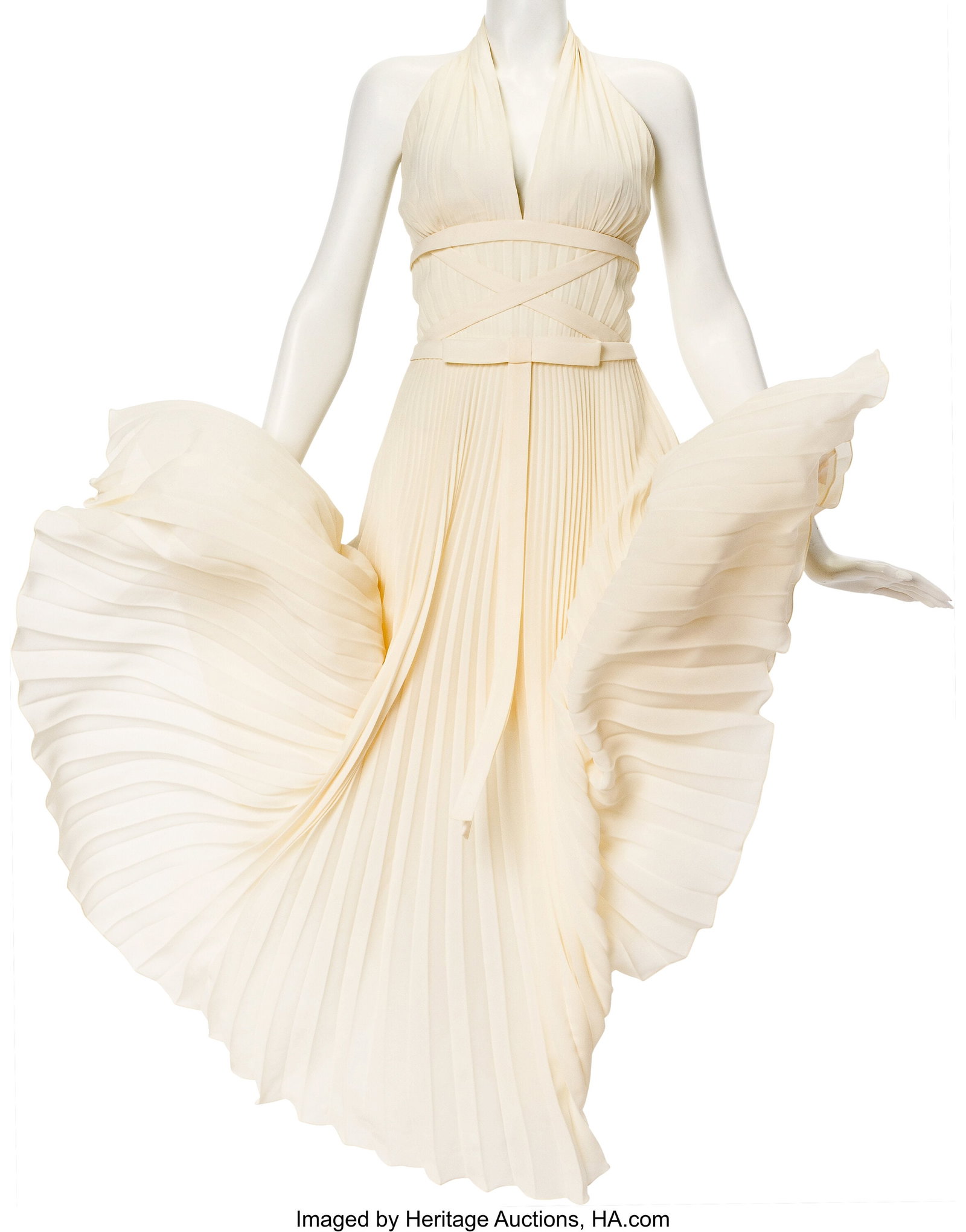 The Seven Year Itch (TCF, 1955), Marilyn Monroe : The Seven Year Itch (TCF, 1955), Marilyn Monroe "The Girl" Bill Travilla-Created Exhibition Subway Dress. Vintage Bill Travilla-recreated ivory rayon "Subway" dress with p