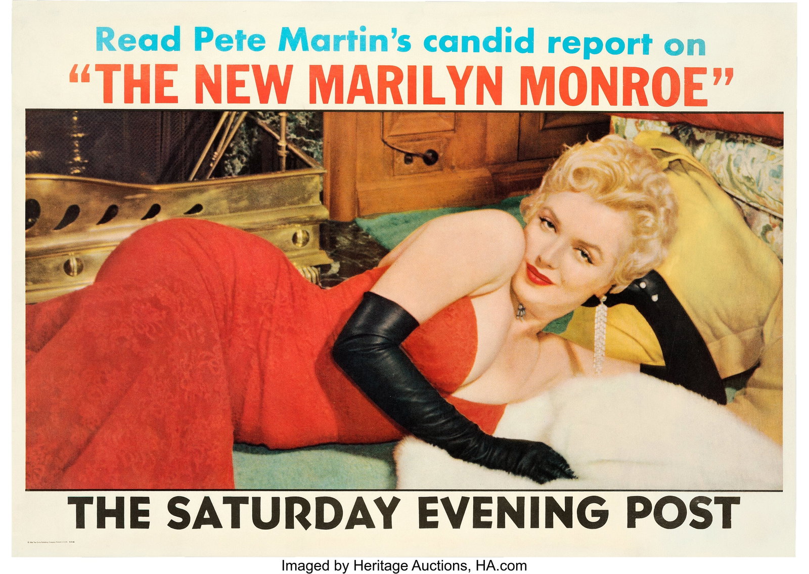Marilyn Monroe Saturday Evening Post Newsstand P: Marilyn Monroe Saturday Evening Post Newsstand Poster (1956). Vintage original newsstand poster measuring 39.75" x 28". This rare Marilyn Monroe newsstand poster from