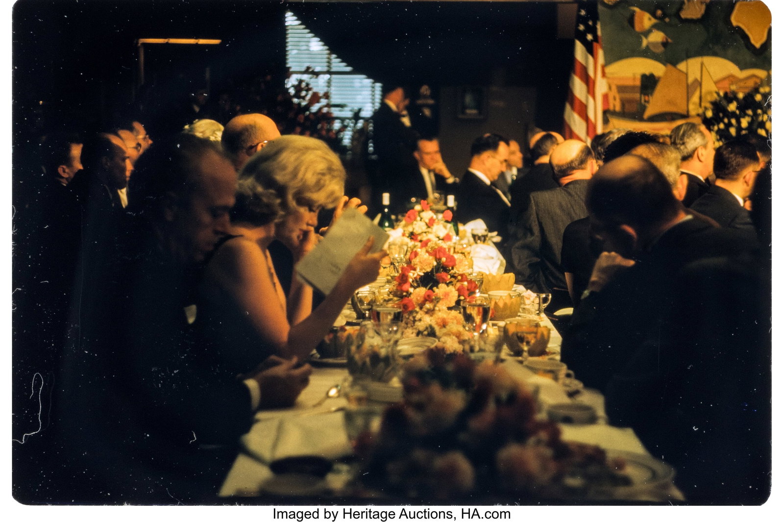 Marilyn Monroe at Official Luncheon for Nikita K: Marilyn Monroe at Official Luncheon for Nikita Krushchev, 20th Century-Fox Studios, September 19, 1959, Original 35mm Color Camera Transparencies (2) by Milton