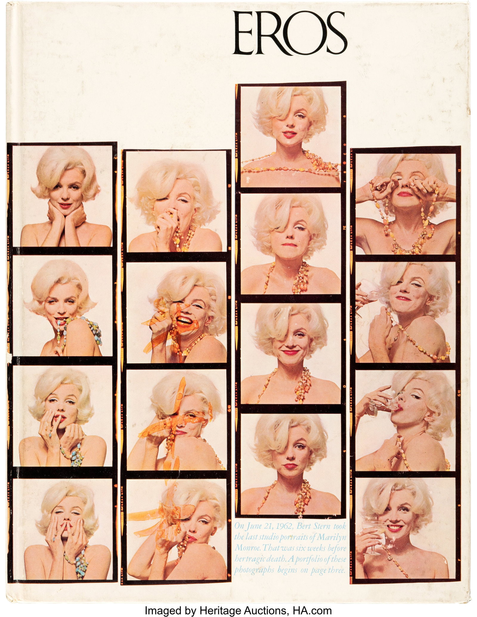 Eros Magazine, Complete Volume 1, Numbers 1-4, I: Eros Magazine, Complete Volume 1, Numbers 1-4, Including the Iconic Marilyn Monroe Bert Stern Cover, Each Signed by Publisher Ralph Ginzburg (1962). Vintage or