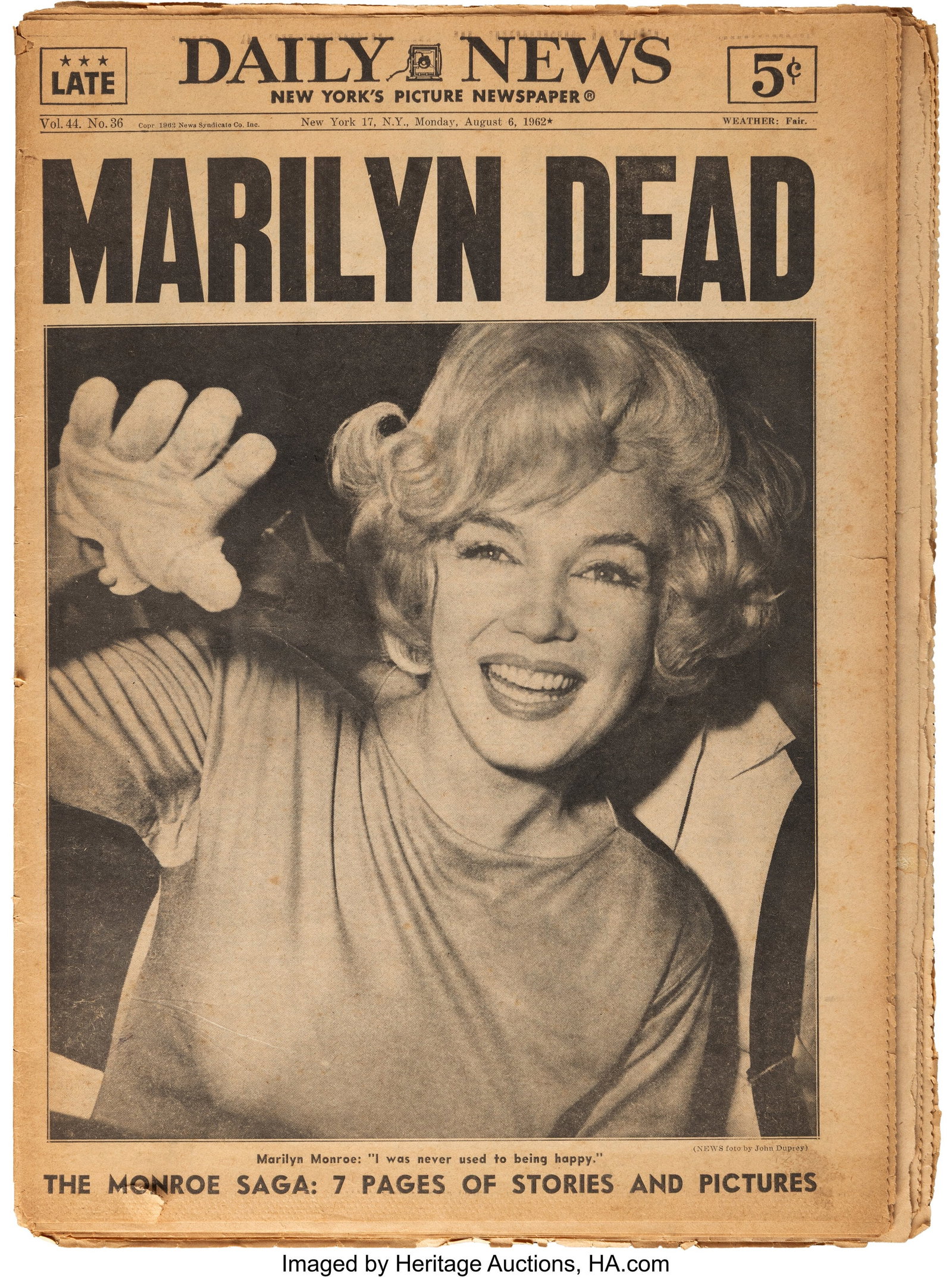 Marilyn Monroe Group of (5) Daily News Newspaper (1 of 10)