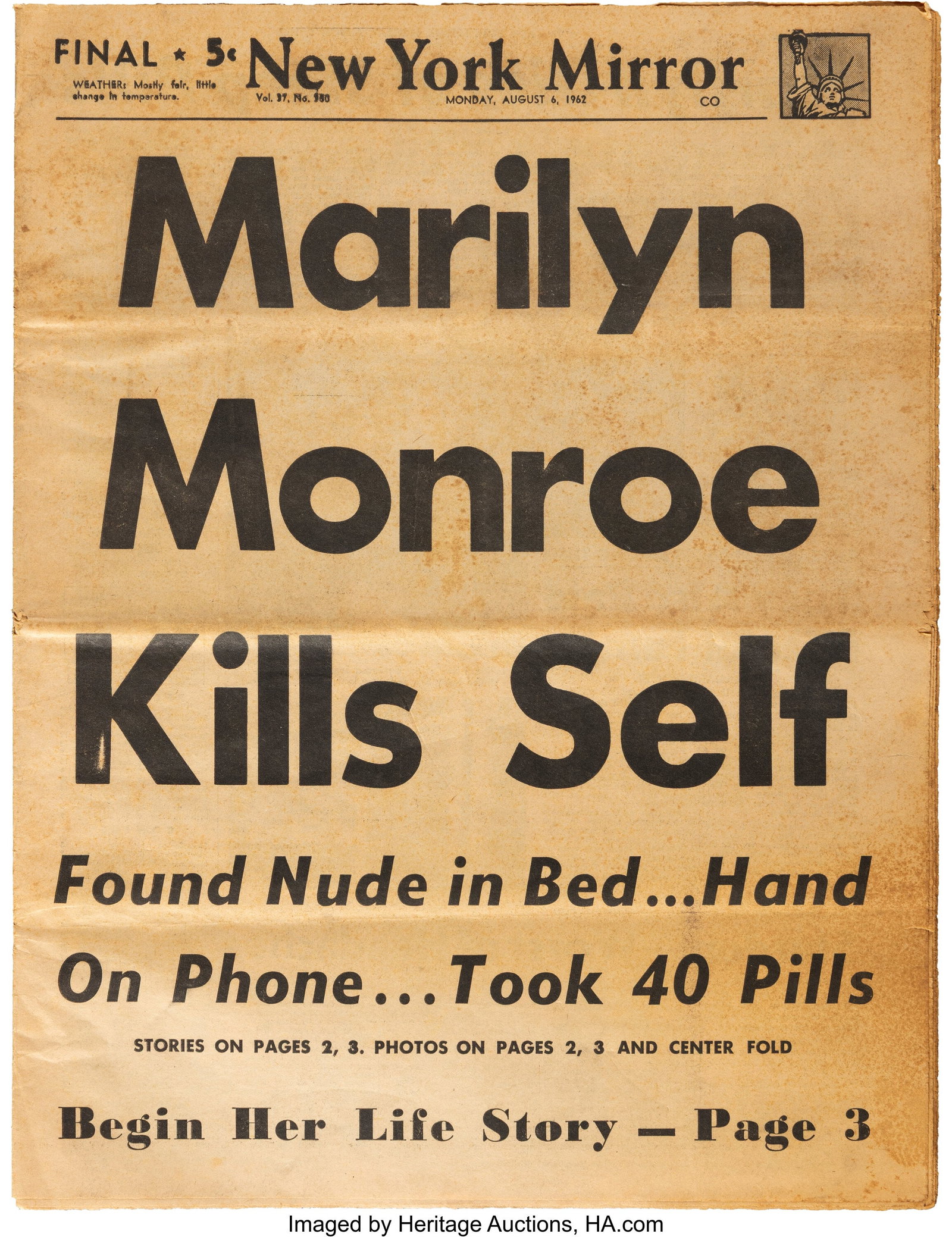 Marilyn Monroe Trio of New York Mirror Newspaper (1 of 6)