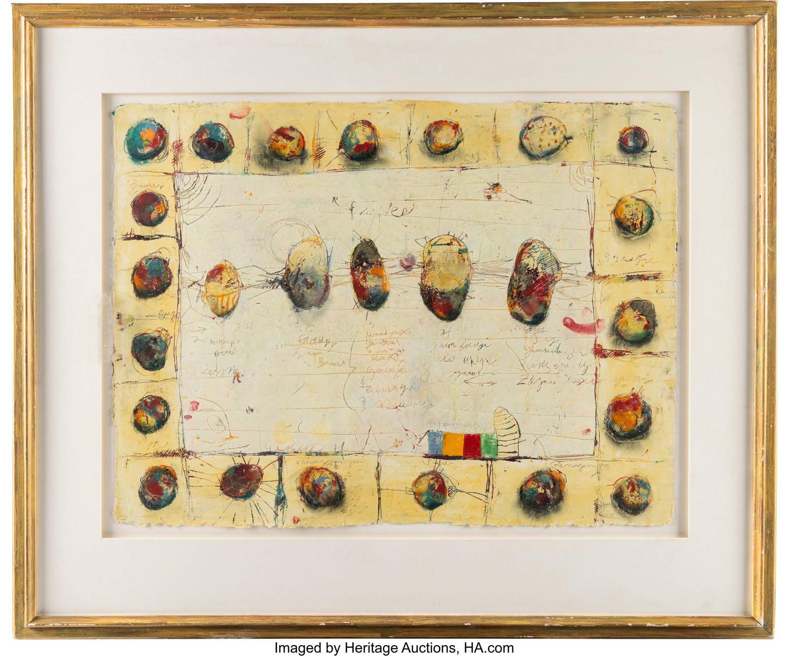 Cole Morgan (b. 1950) Pick from These, 1998 Mixe: Cole Morgan (b. 1950) Pick from These, 1998 Mixed media on paper 22-3/4 x 30 inches (57.8 x 76.2 cm) (sheet) Signed and dated lower right&c