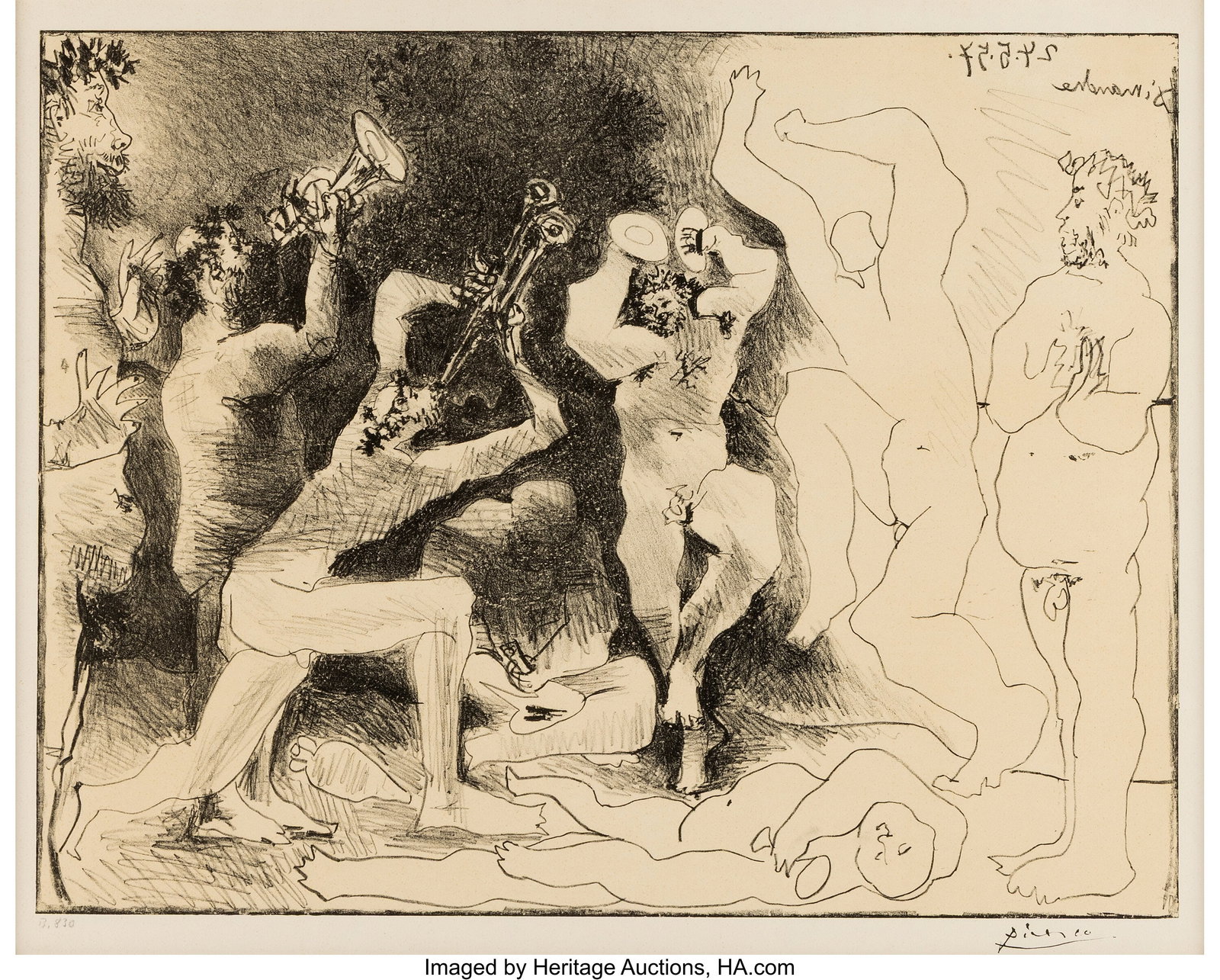 Pablo Picasso (1881-1973) La danse des faunes, 1: Pablo Picasso (1881-1973) La danse des faunes, 1957 Lithograph on Arches paper 17-1/4 x 22 inches (43.8 x 55.9 cm) (sight) Edition of 1,000 