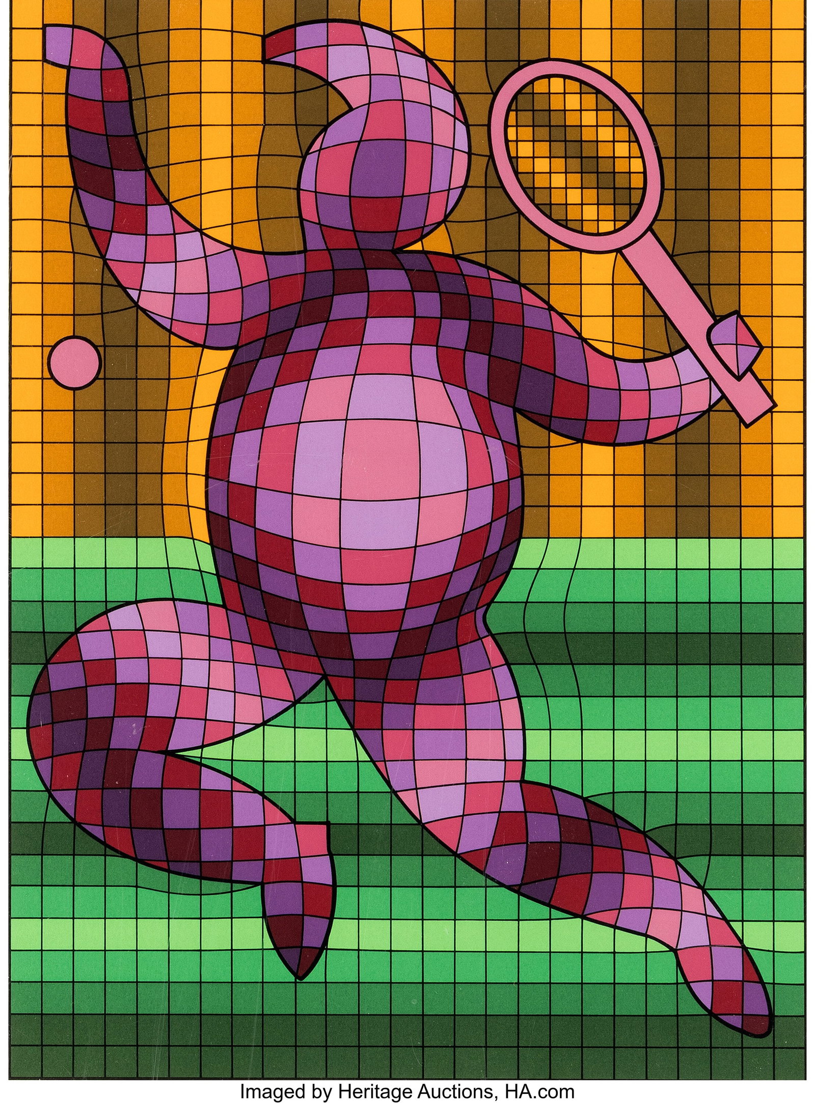 Victor Vasarely (French, 1906-1997) The Tennis P: Victor Vasarely (French, 1906-1997) The Tennis Player, 1987 Screenprint in colors on wove paper 13-3/8 x 9-3/4 inches (34.0 x 24.8 cm) (image