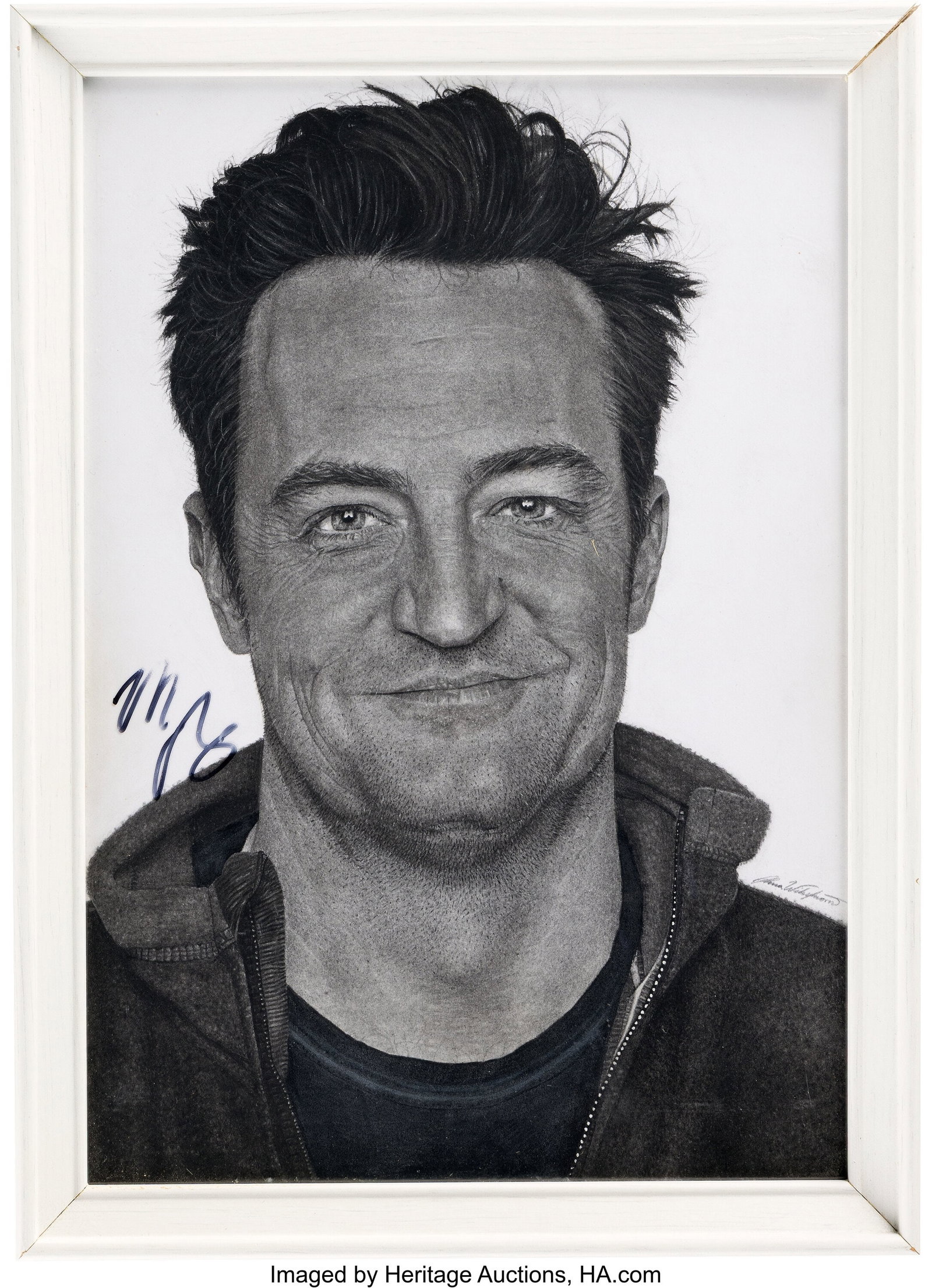 Group of (10) Artworks and Posters, Personally O: Group of (10) Artworks and Posters, Personally Owned by Matthew Perry. Group of (10) artworks, including (1) portrait of Matthew Perry accomplished wit