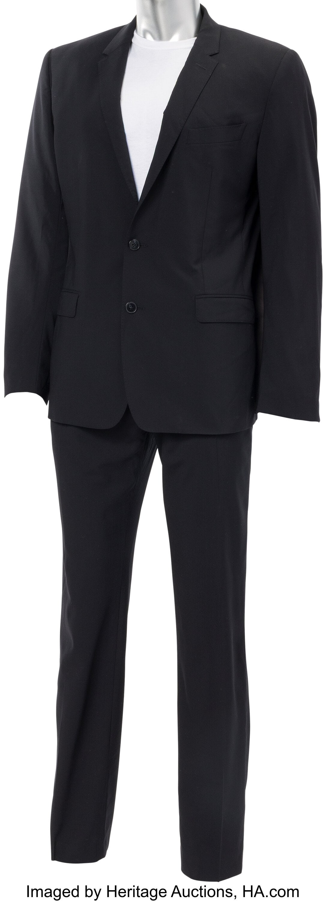 Dolce & Gabbana Suit, Personally Owned by Matthe: Dolce & Gabbana Suit, Personally Owned by Matthew Perry. Dolce & Gabbana brand, black wool-blend (2) piece suit ensemble, including (1) single-brea