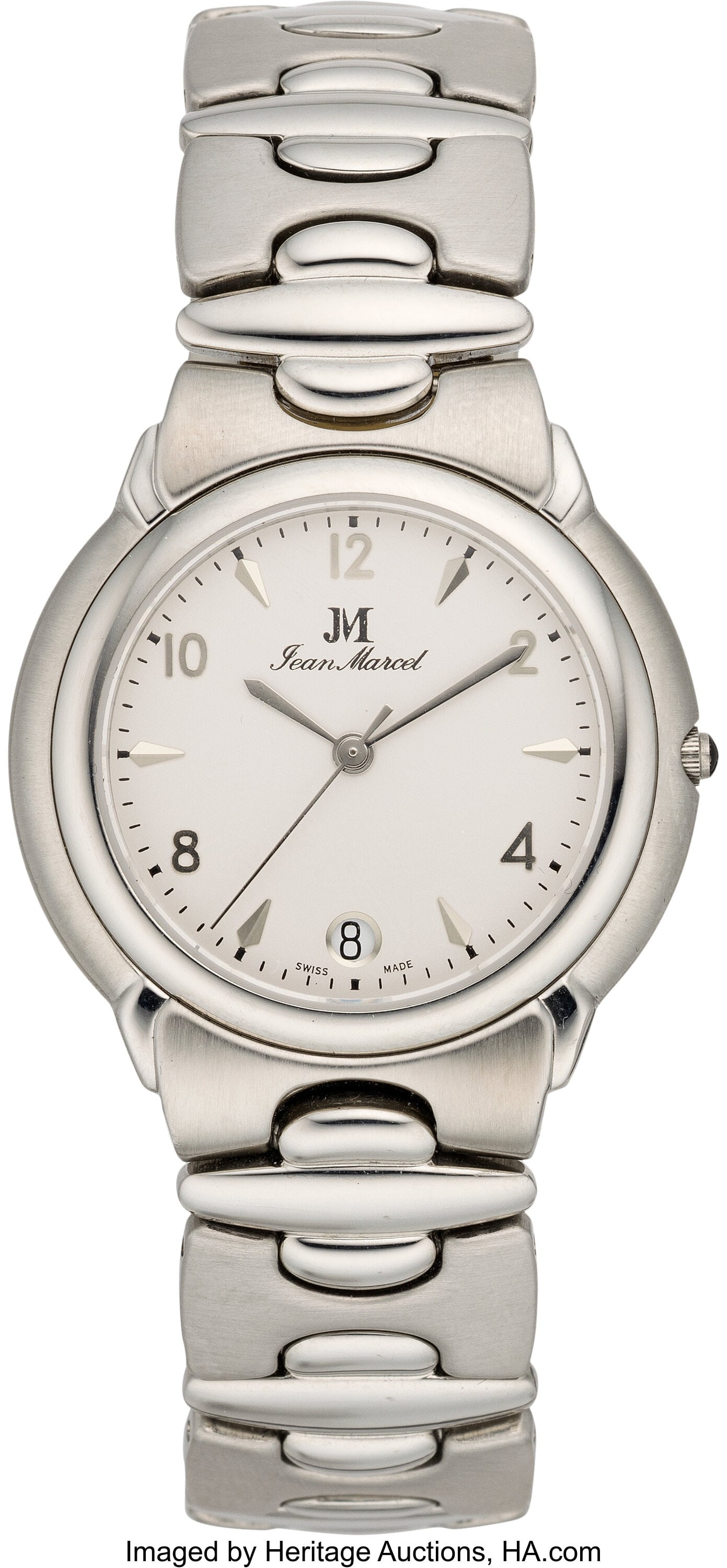 Jean Marcel Stainless Steel Stealth Watch Case:: Jean Marcel Stainless Steel Stealth Watch Case: 34 mm, round, stainless steel, snapback, synthetic sapphire crystal, 360.060 Dial: White, silver-