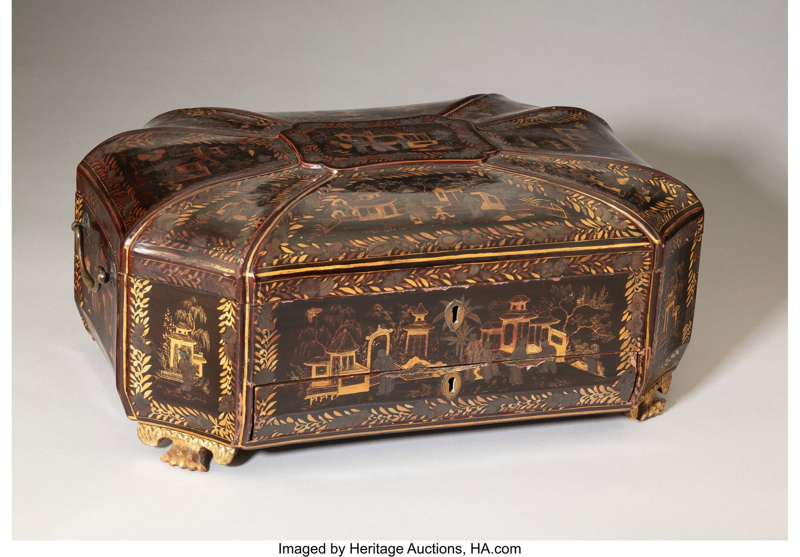 A Chinese Export Partial Gilt and Lacquered Wood (1 of 5)