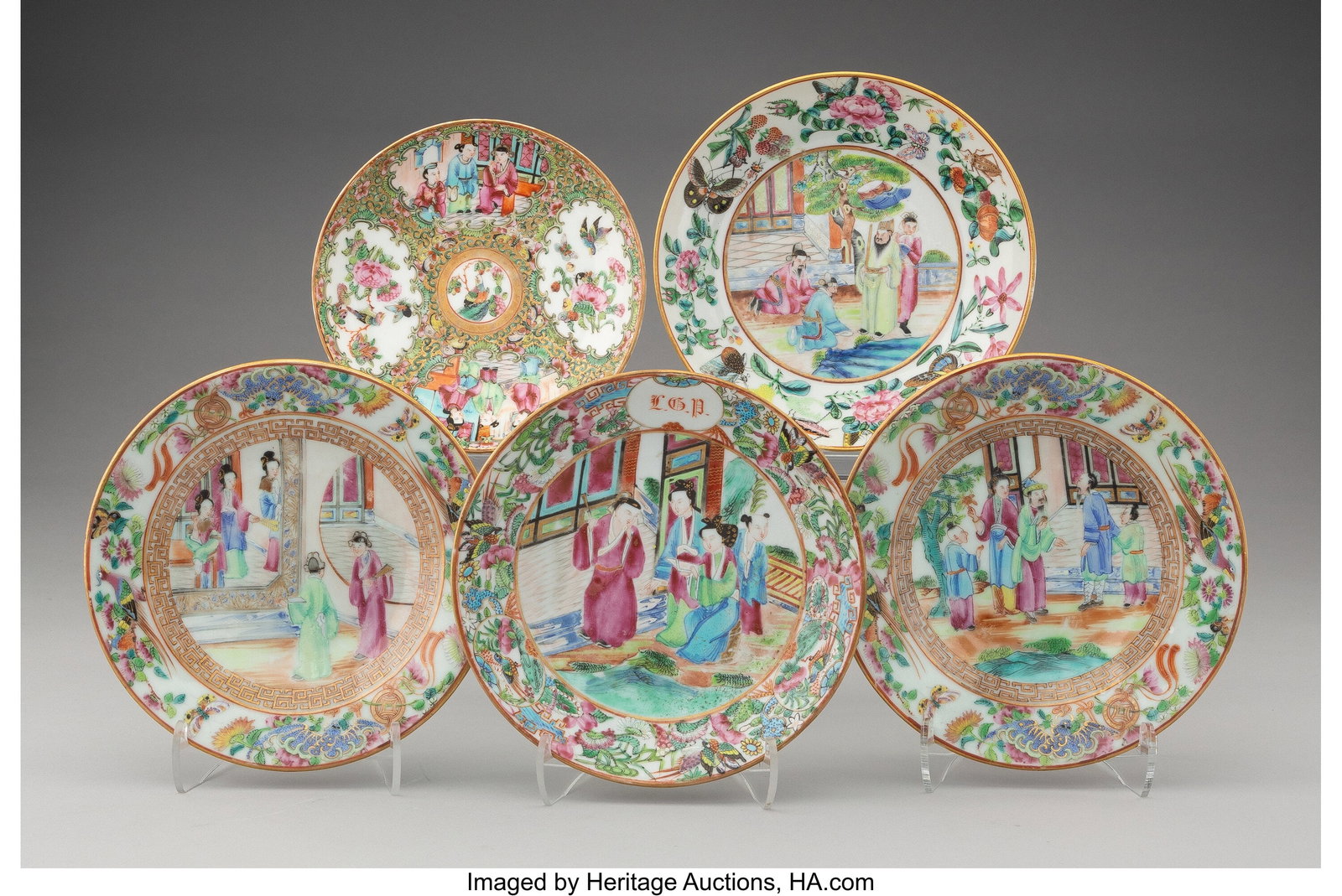 Five Chinese Export Famille Rose Dishes, late 19 (1 of 2)