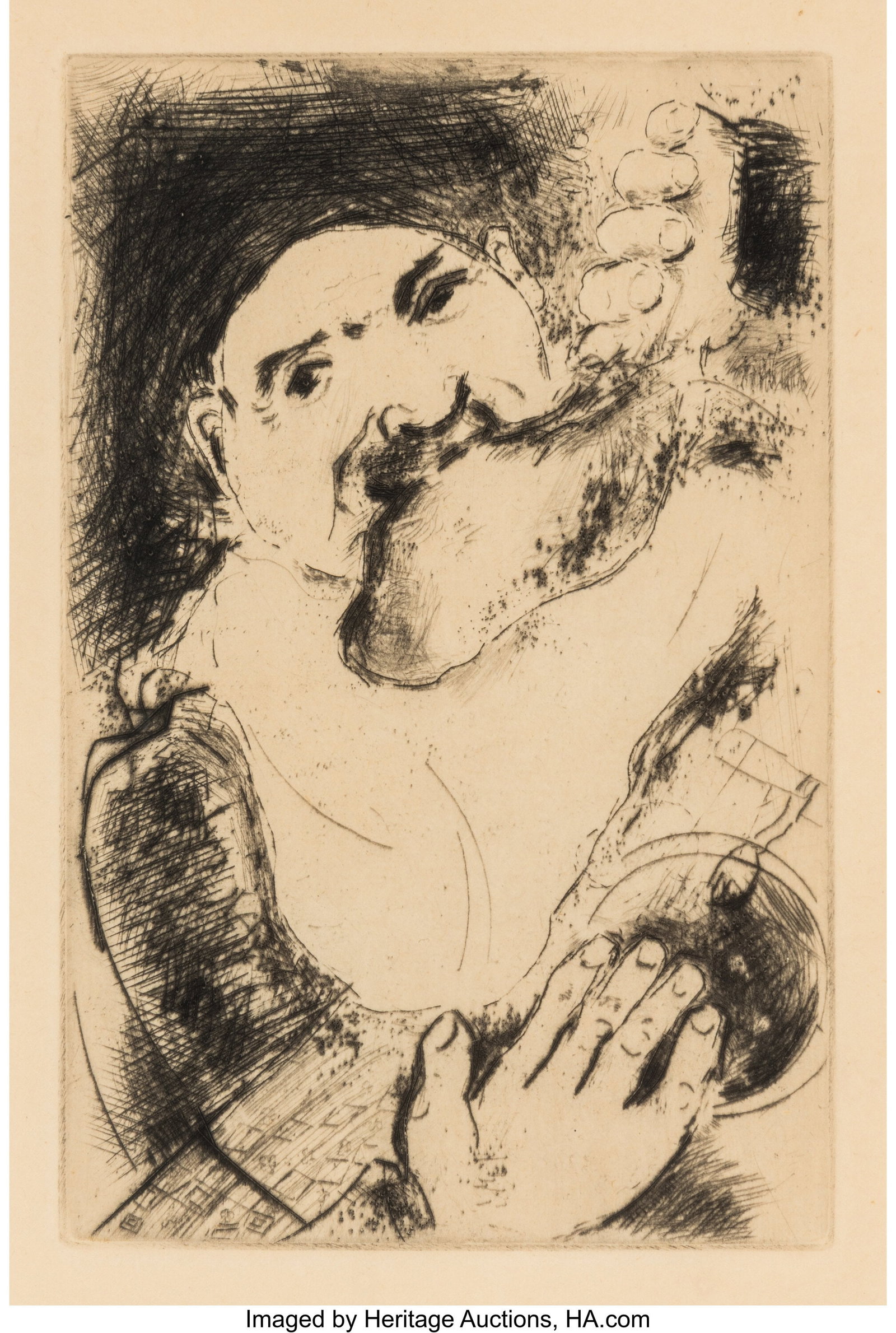 Marc Chagall (French/Russian, 1887-1985) La Gour: Marc Chagall (French/Russian, 1887-1985) La Gourmandise, from Les sept péchés capitaux, 1925, published 1926 Etching, aquatint, and dryp