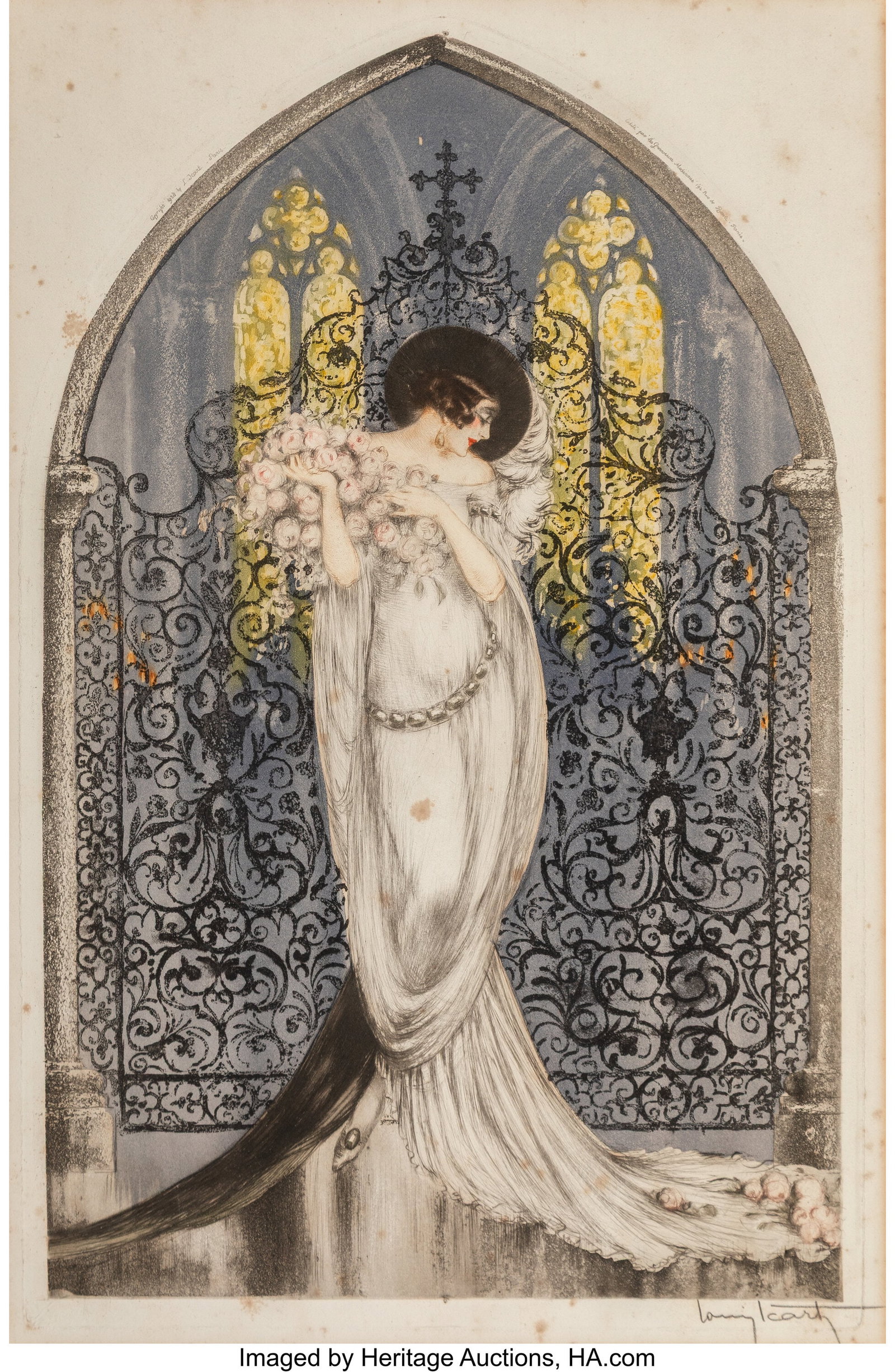 Louis Icart (French, 1888-1950) Tosca, 1928 Etch: Louis Icart (French, 1888-1950) Tosca, 1928 Etching in colors with handcoloring on wove paper 22 x 14-3/8 inches (55.9 x 36.5 cm) (sight) Si
