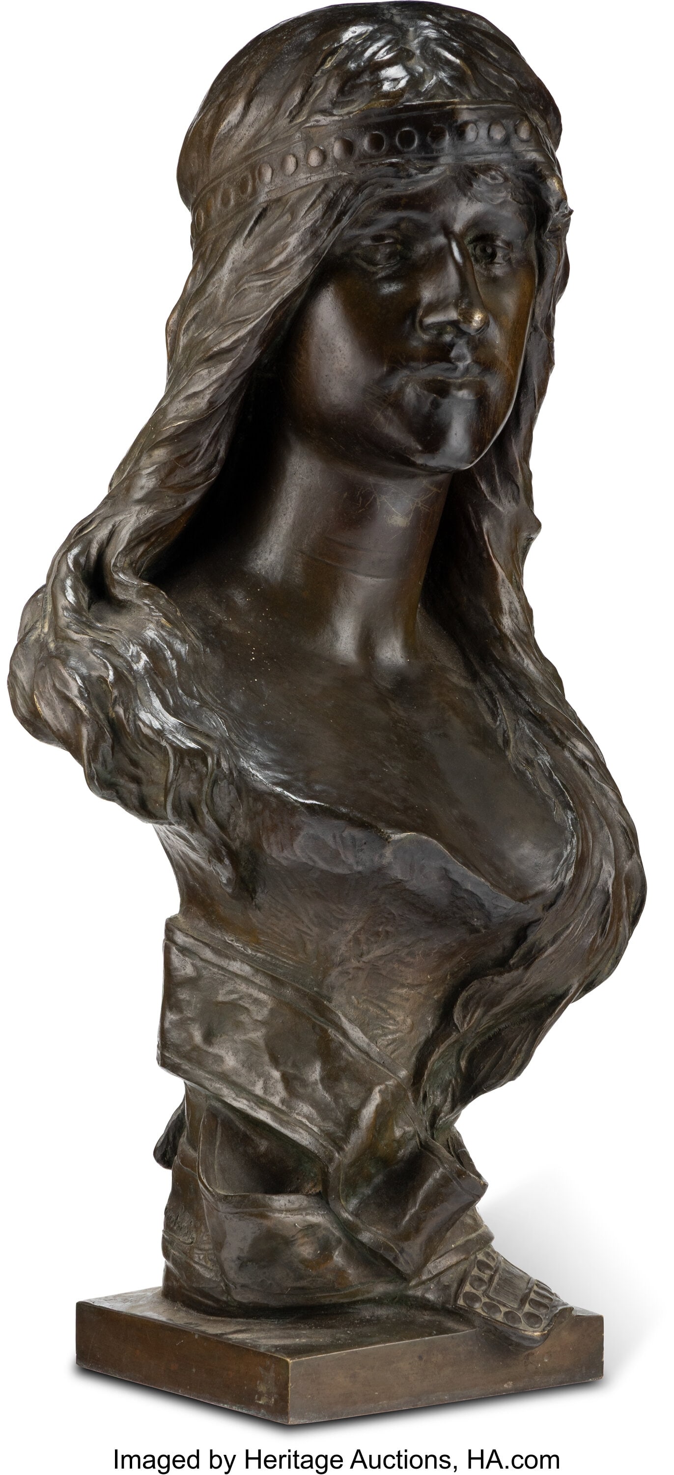 Albert Hambresin (Belgian, 1850-1938) Judith, la: Albert Hambresin (Belgian, 1850-1938) Judith, late 19th century Patinated bronze 27-1/2 x 13-1/4 x 10-1/2 inches (69.8 x 33.7 x 26.7 cm&rpar