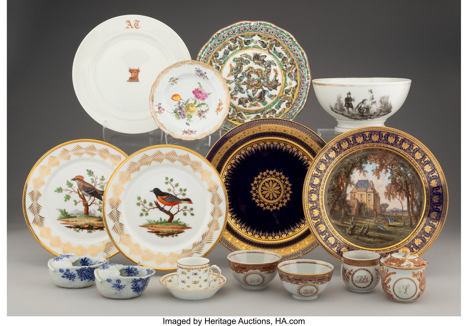 Sixteen Continental Partial Gilt Porcelain Table (1 of 4)