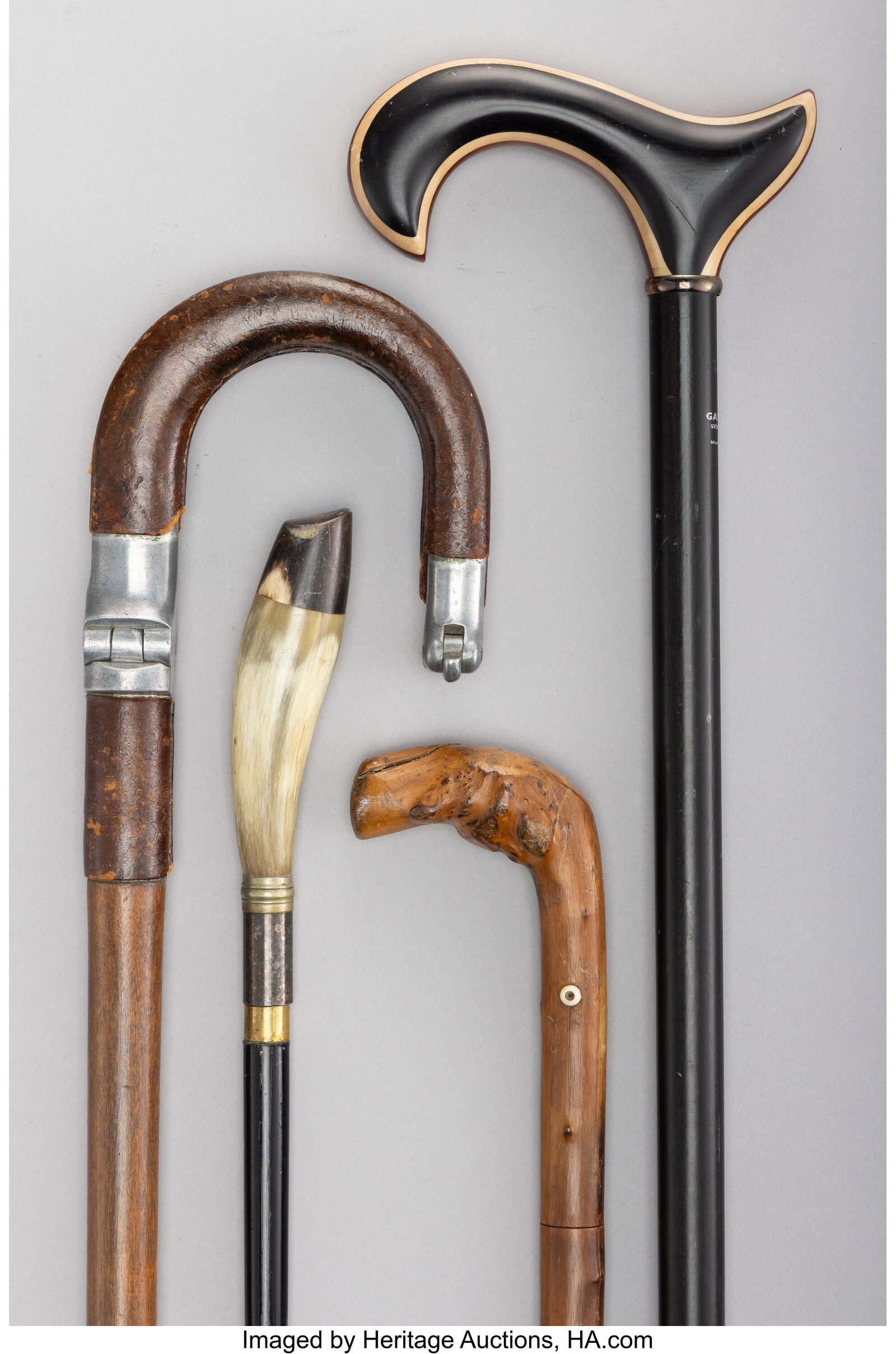 Four Carved Wood and Metal-Mounted Walking Stick (1 of 7)